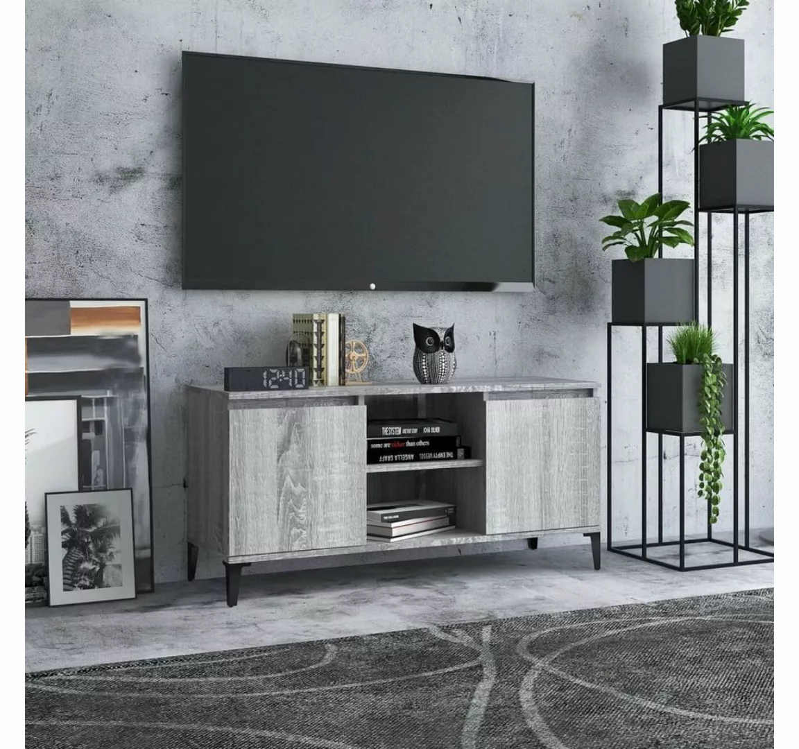 furnicato TV-Schrank mit Metallbeinen Grau Sonoma 103,5x35x50 cm günstig online kaufen