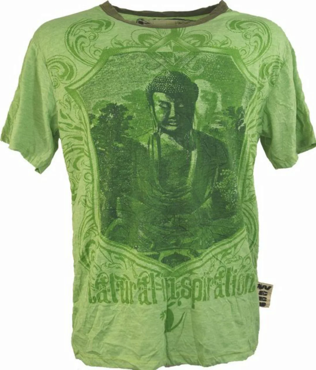 Guru-Shop T-Shirt Weed T-Shirt - Buddha grün alternative Bekleidung, Goa St günstig online kaufen