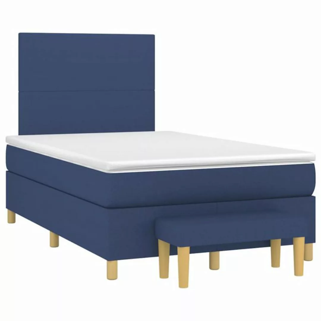 vidaXL Boxspringbett, Boxbett mit Matratze Blau 120x190 cm Stoff günstig online kaufen