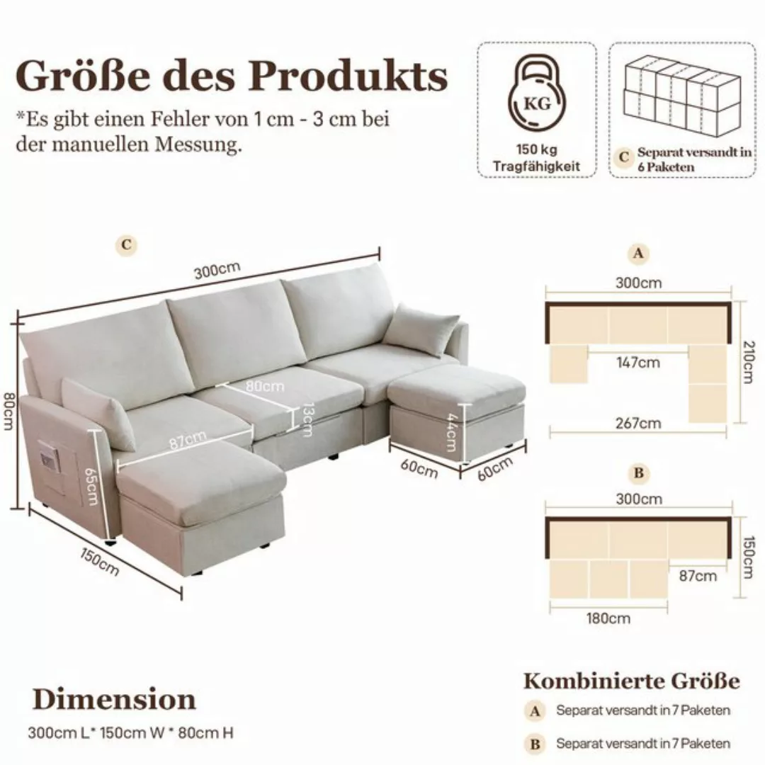 HOMYEDAMIC Big-Sofa 1/2/3/4/5/6-Sitzer Ecksofa Loungesessel einschließlich günstig online kaufen