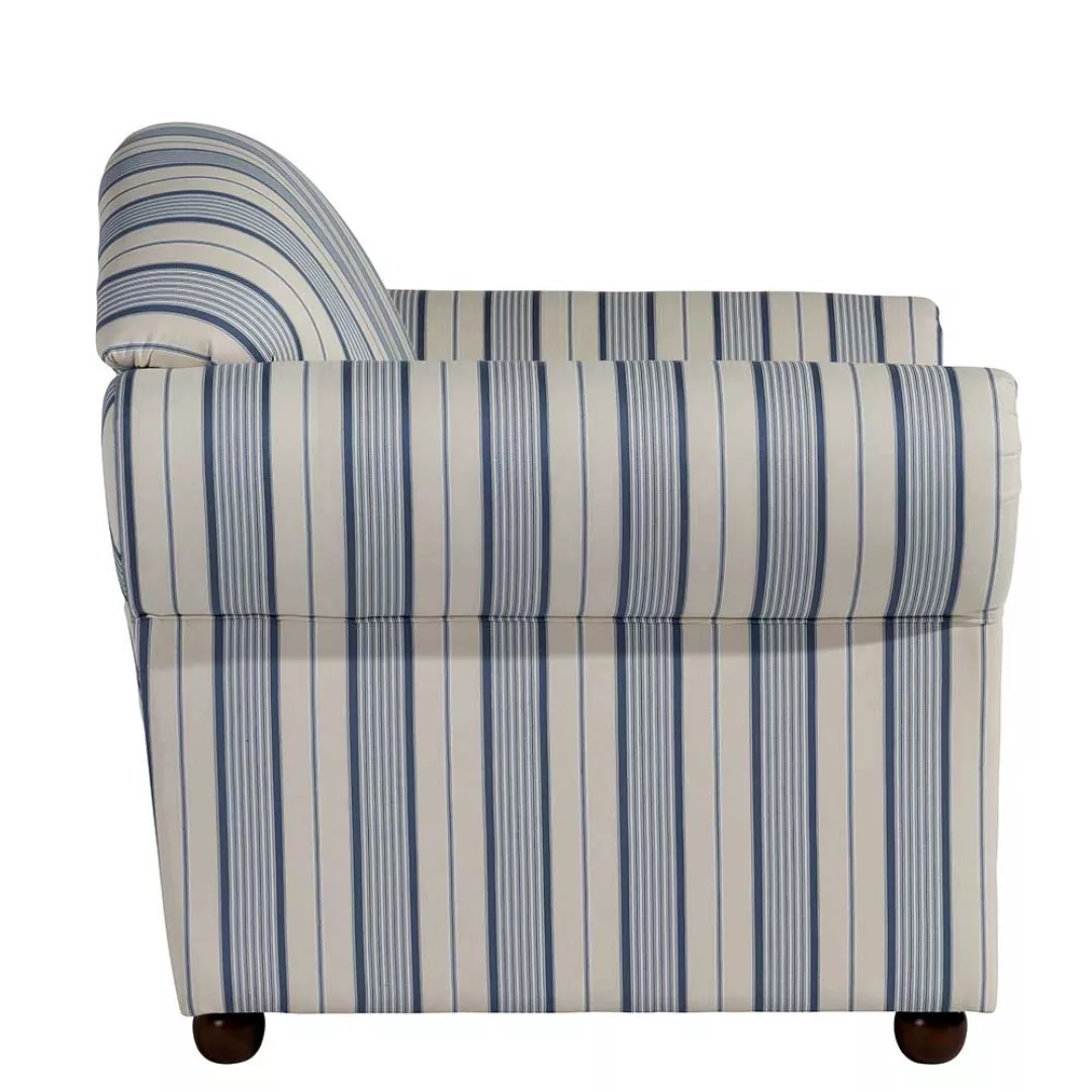 Sessel mit Streifen Muster in Blau und Weiß 44 cm Sitzhöhe günstig online kaufen