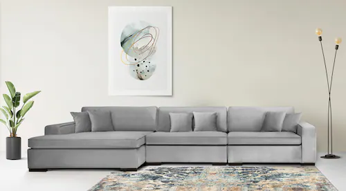 Home affaire Ottomane »Skara L-Form«, Lounge-Sofa mit Federkernpolsterung, günstig online kaufen