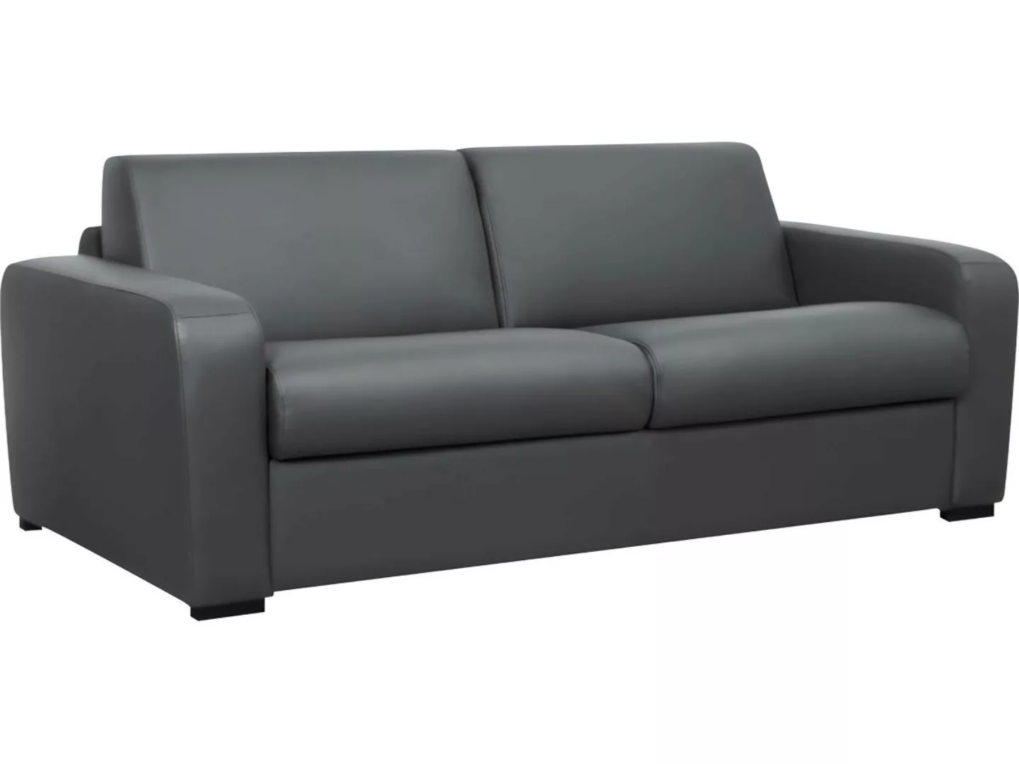 Schlafsofa mit Matratze 3-Sitzer - Matratze 18 cm - Leder - Grau - BEVIS günstig online kaufen
