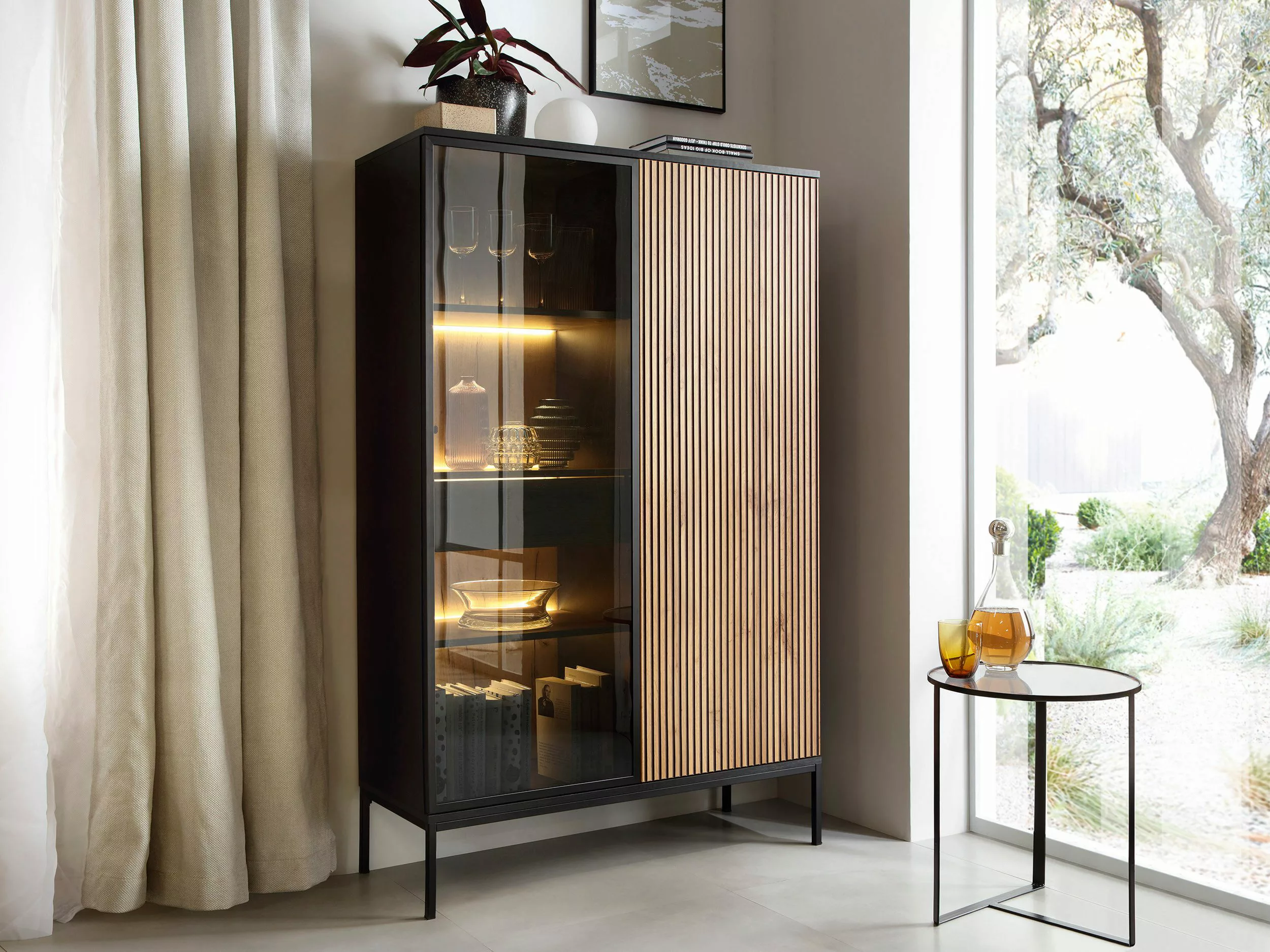 Compleo Vitrine LINO Standvitrine mit Schublade, günstig online kaufen