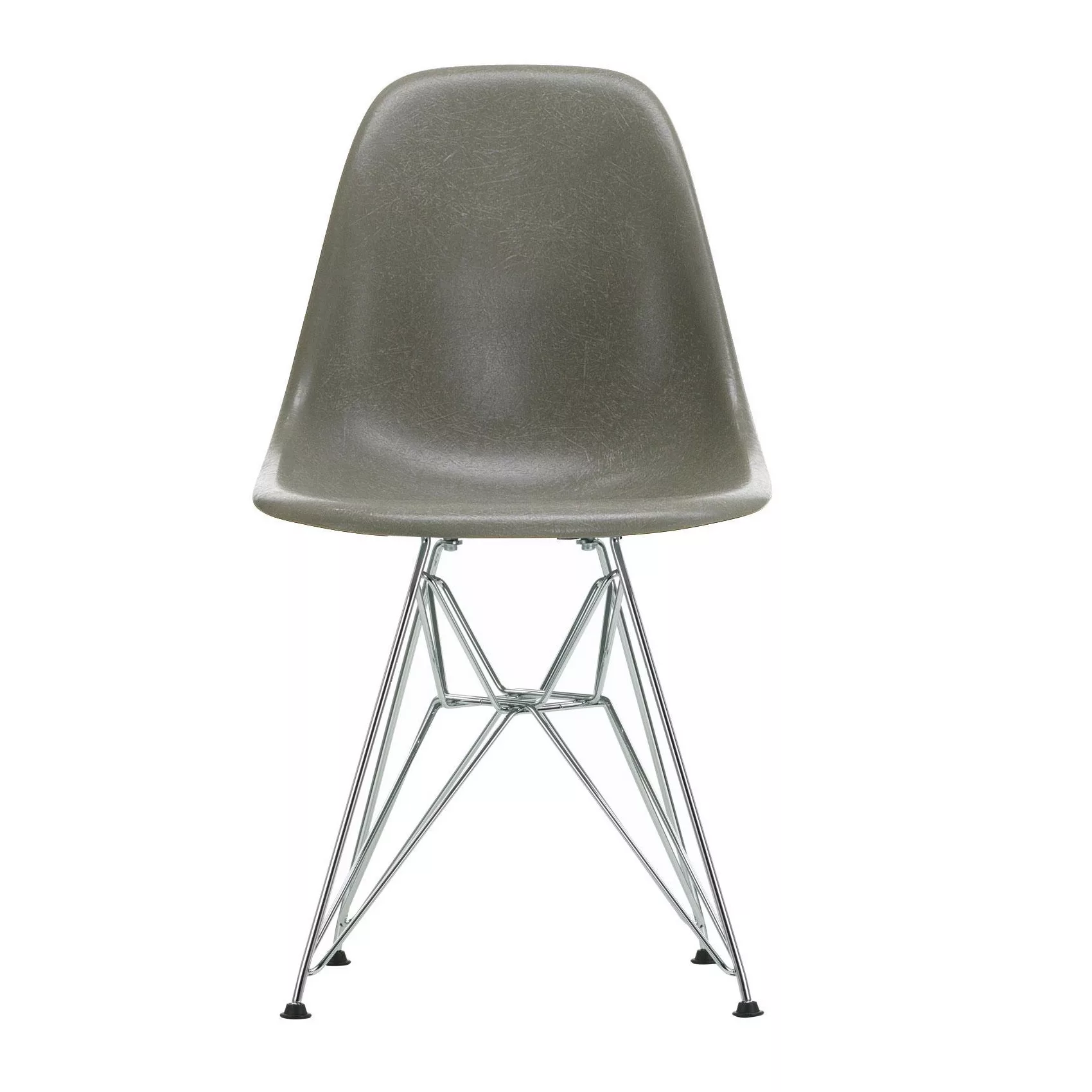 Vitra - Eames Fiberglass Side Chair DSR verchromt - umbra/Sitzschale Fiberg günstig online kaufen