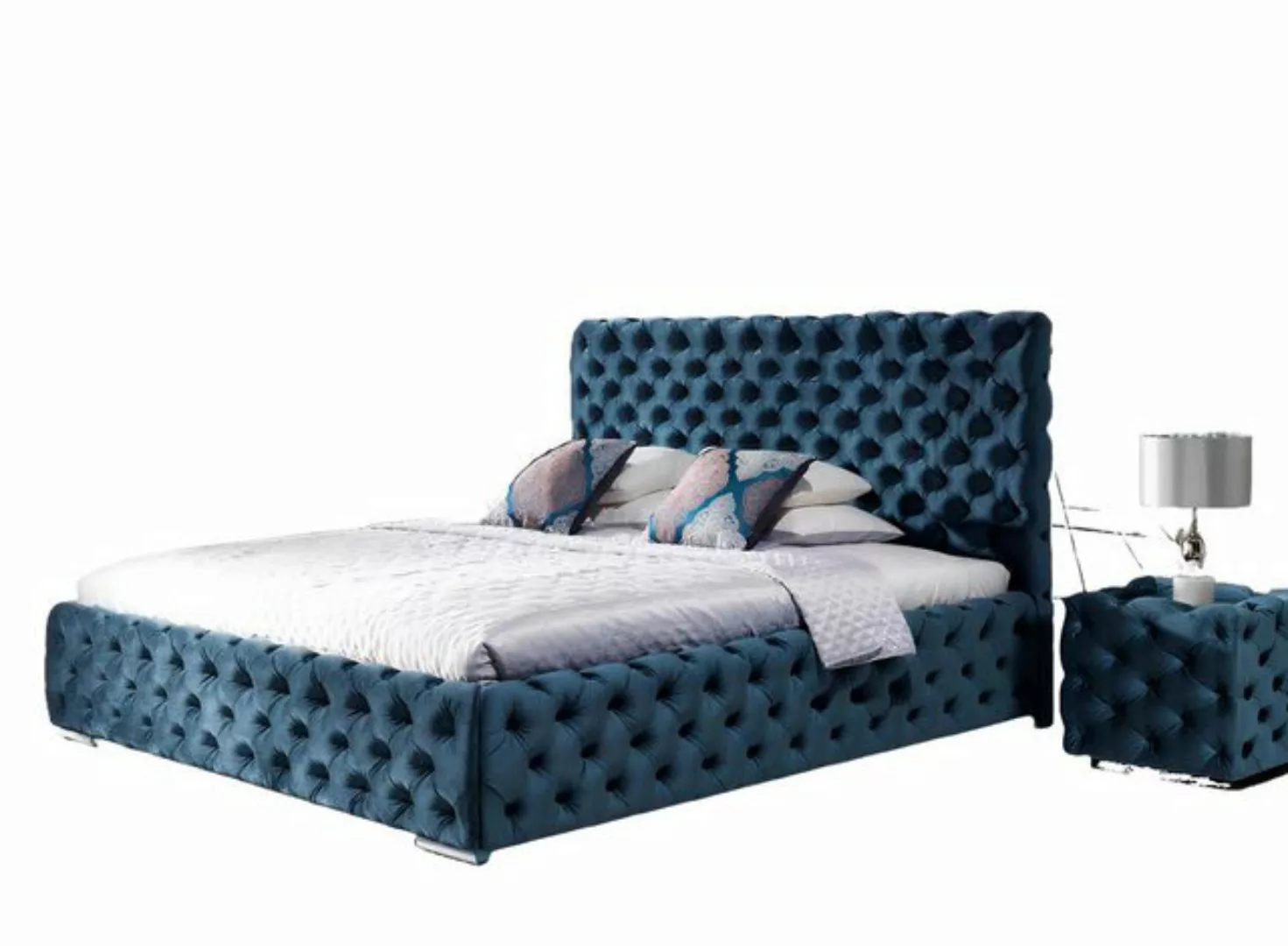 Xlmoebel Bett Chesterfield Samt-Doppelbett mit luxuriösem Design für Doppel günstig online kaufen