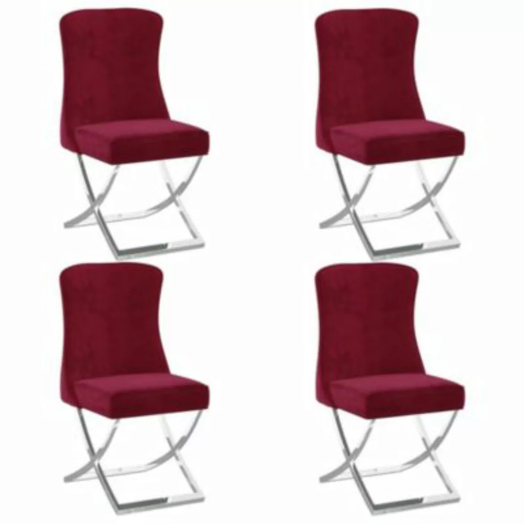 vidaXL Esszimmerstühle 4 Stk. Weinrot 53x52x98 cm Samt & Edelstahl Esszimme günstig online kaufen