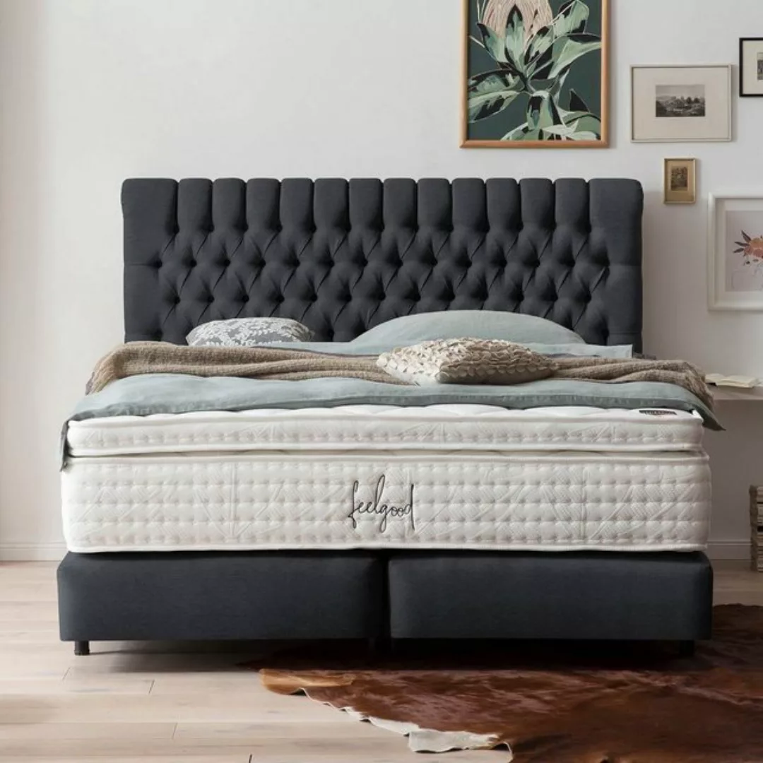 BettCo Boxspringbett Chester (in Schwarz Webstoff, 180 x 200 cm), Chesterfi günstig online kaufen