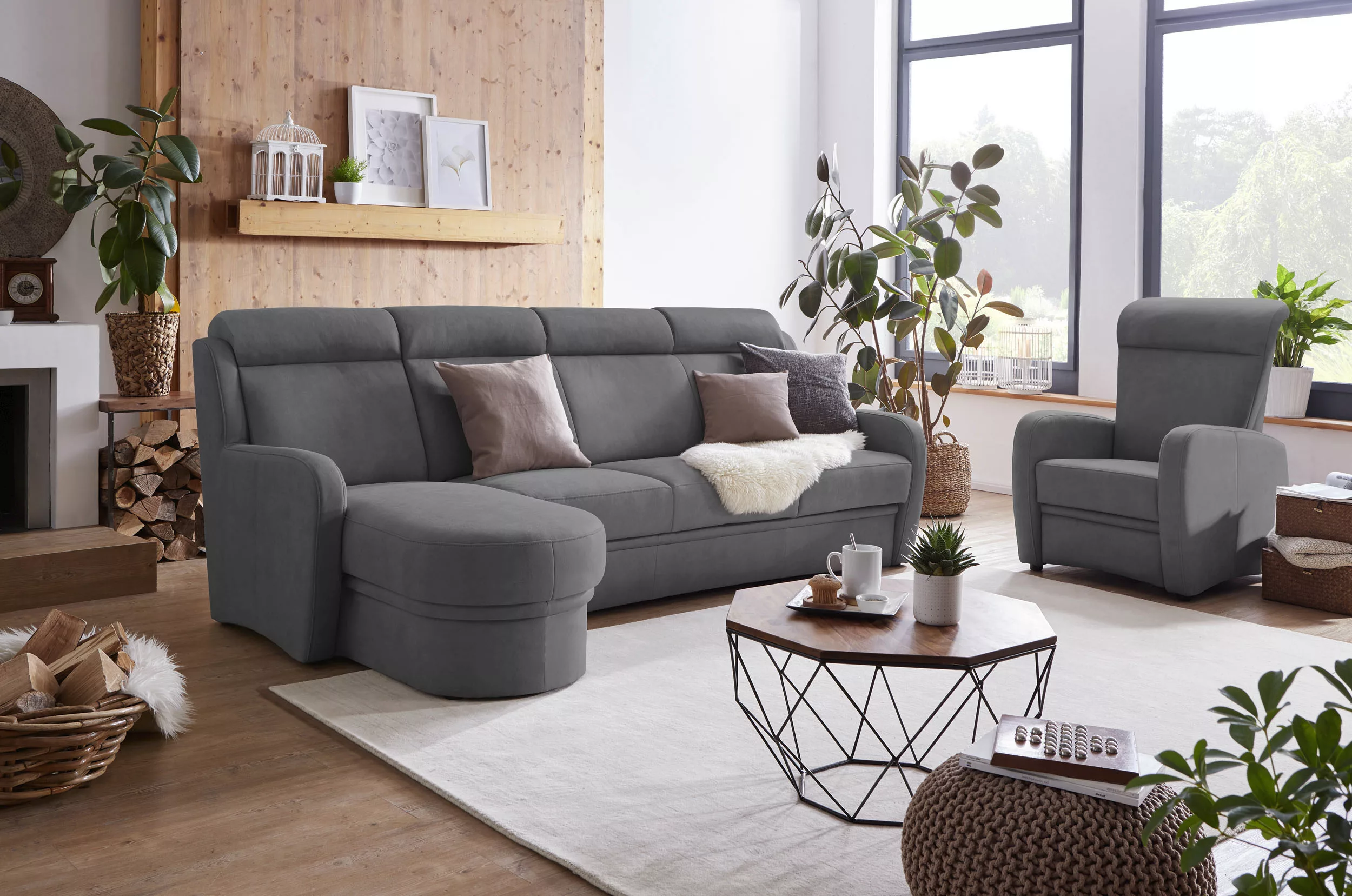 VILLA BECK Ecksofa "Varese L-Form", (2 St.), Kopfteilverstellung, wahlweise günstig online kaufen