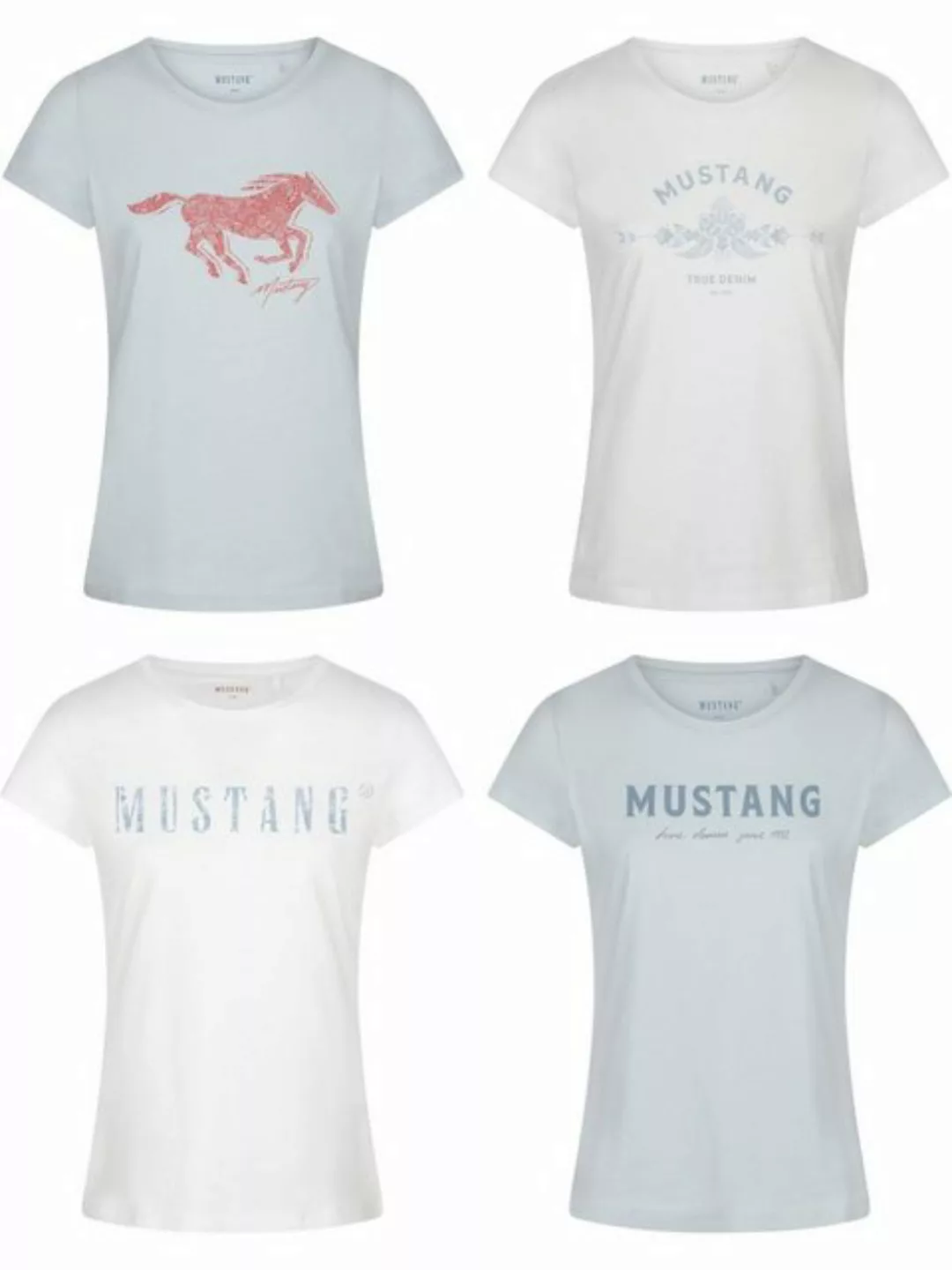 Mustang Damen T-Shirt 4er Pack Slim Fit S M L XL XXL günstig online kaufen