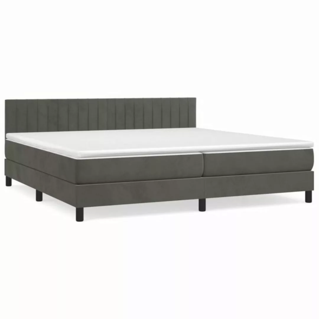 furnicato Bett Boxspringbett mit Matratze Dunkelgrau 200x200 cm Samt (1-tlg günstig online kaufen