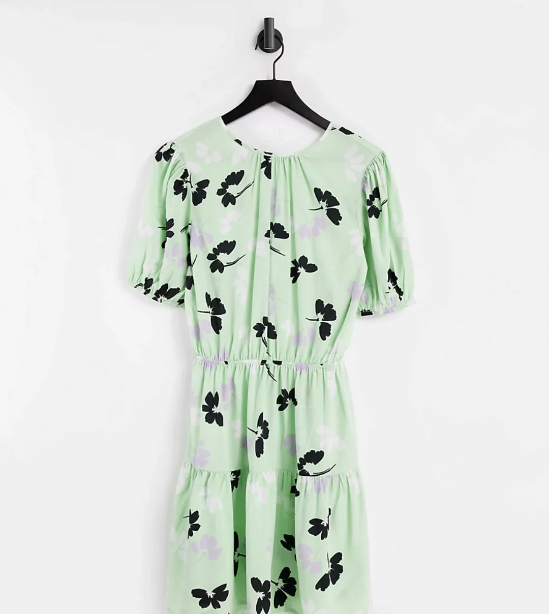 Influence Tall – Minikleid in Grün mit schattiertem Blumendruck-Mehrfarbig günstig online kaufen