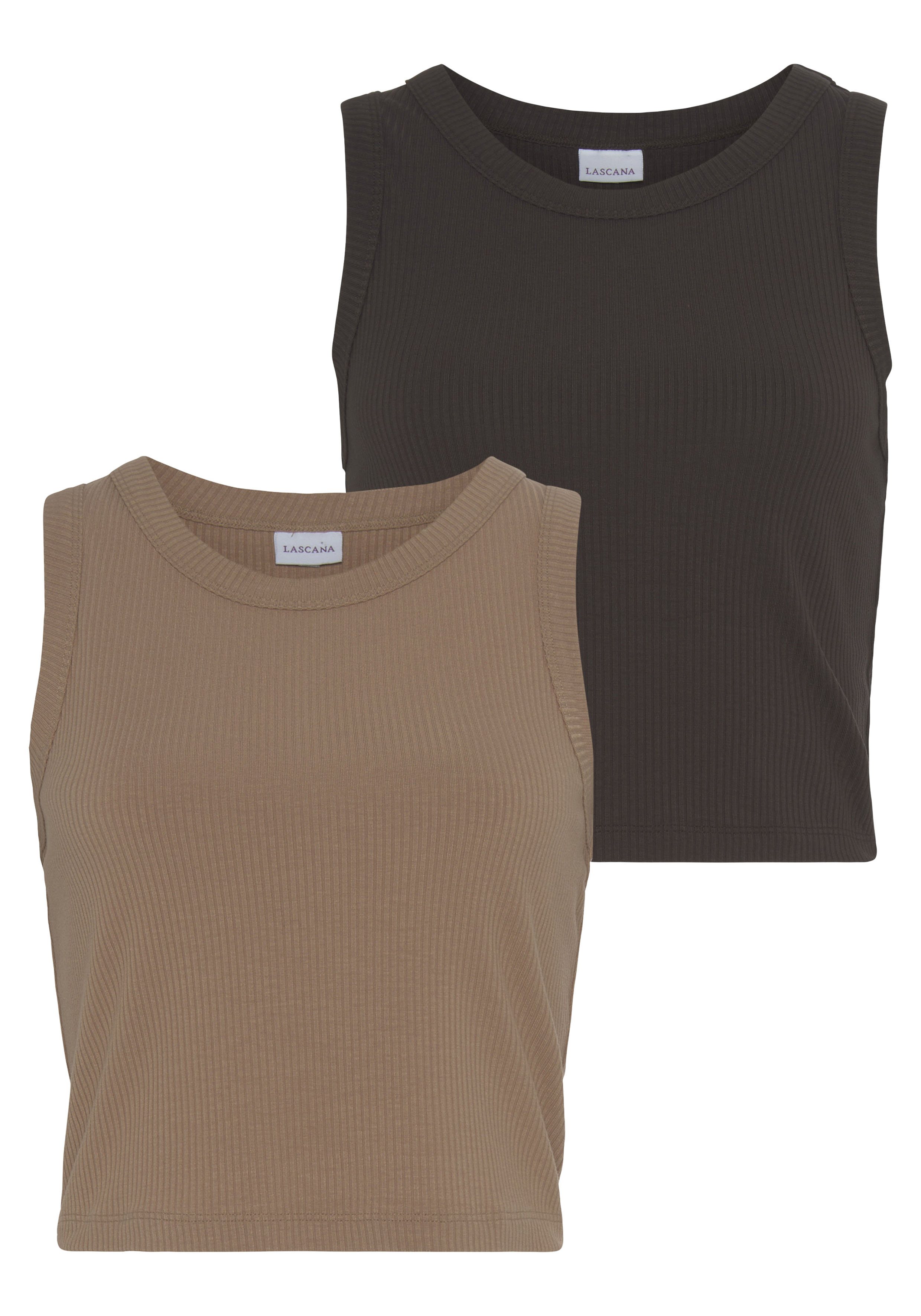 LASCANA Crop-Top, (2er-Pack), aus weicher Rippware, sommerliche Basic Tops günstig online kaufen