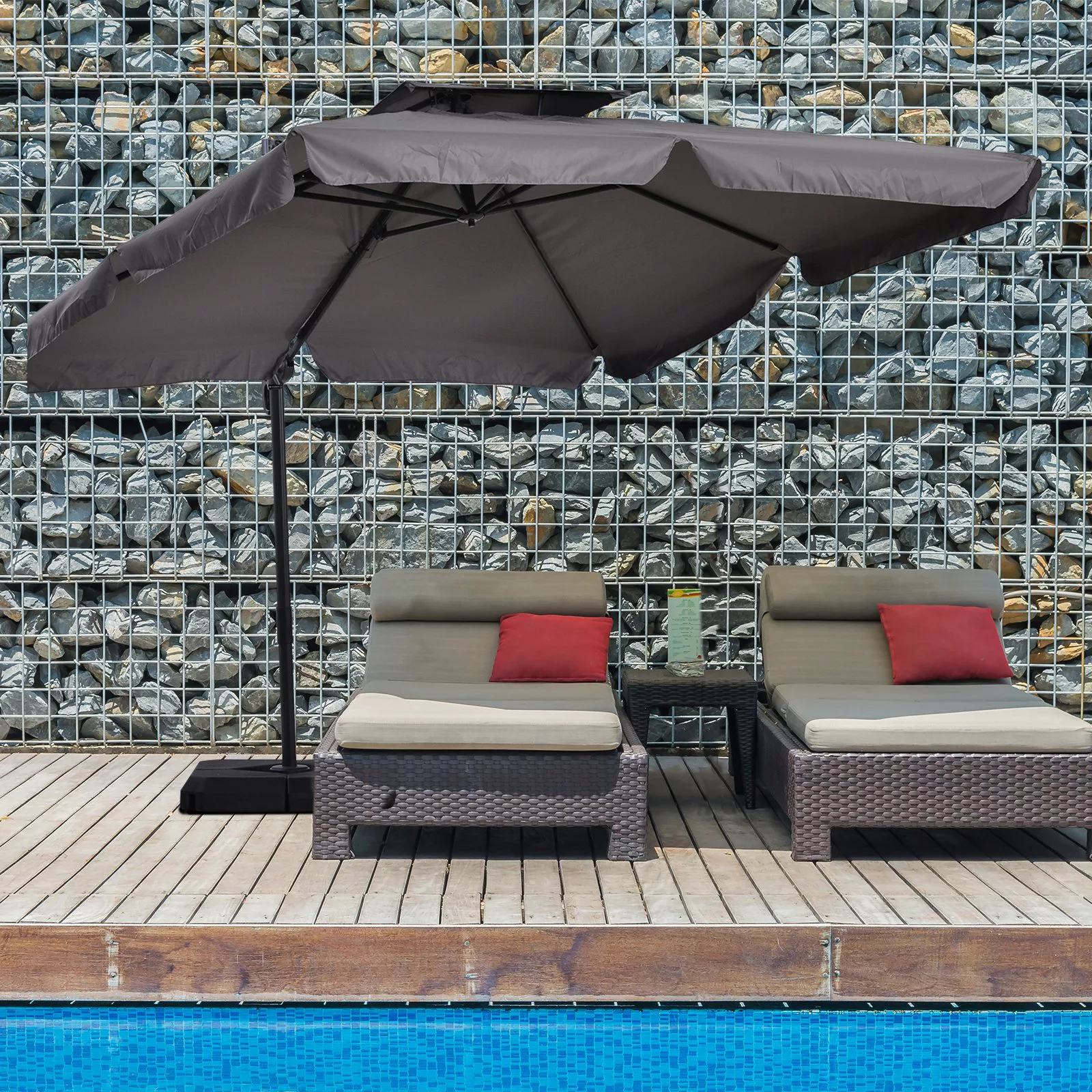 Outsunny Sonnenschirm, UV50+ Ampelschirm, Roma Schirm mit Ständer und 4 Gew günstig online kaufen