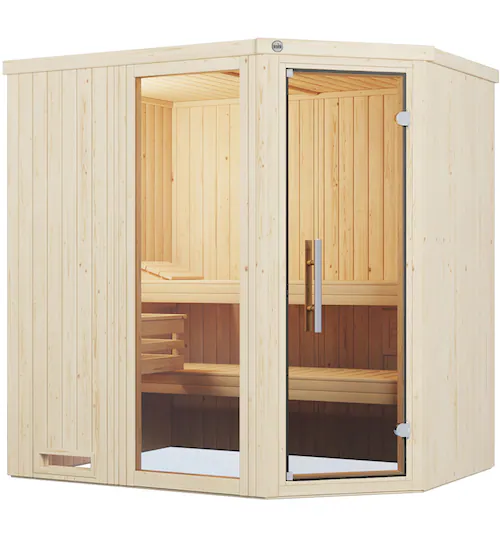 weka Sauna »Element-Ecksauna VARBERG 1«, vorgefertigte Elemente, Fensterele günstig online kaufen