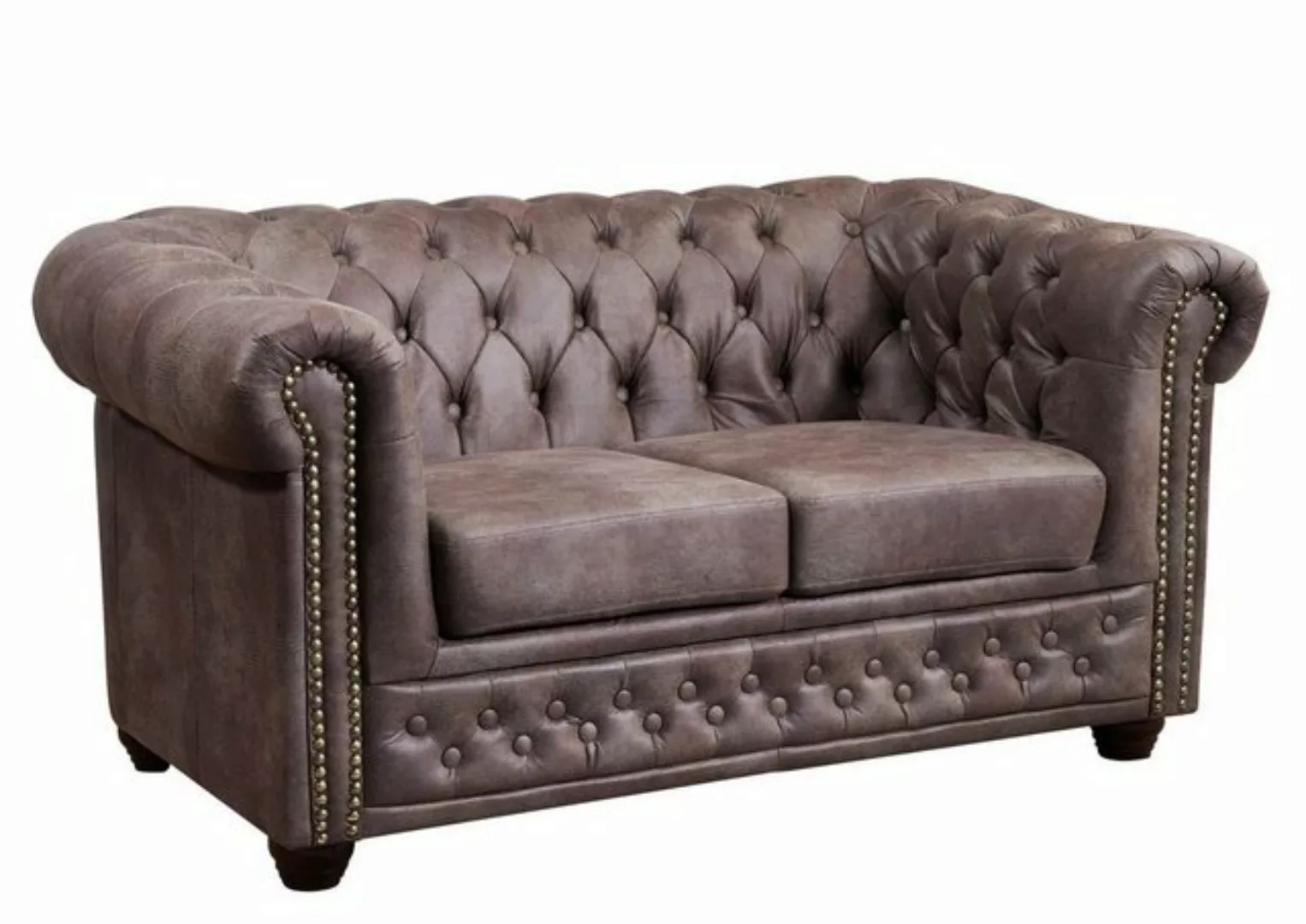 Massivmoebel24 Sofa Sofa 148x86x72 dunkelbraun CHESTERFIELD günstig online kaufen