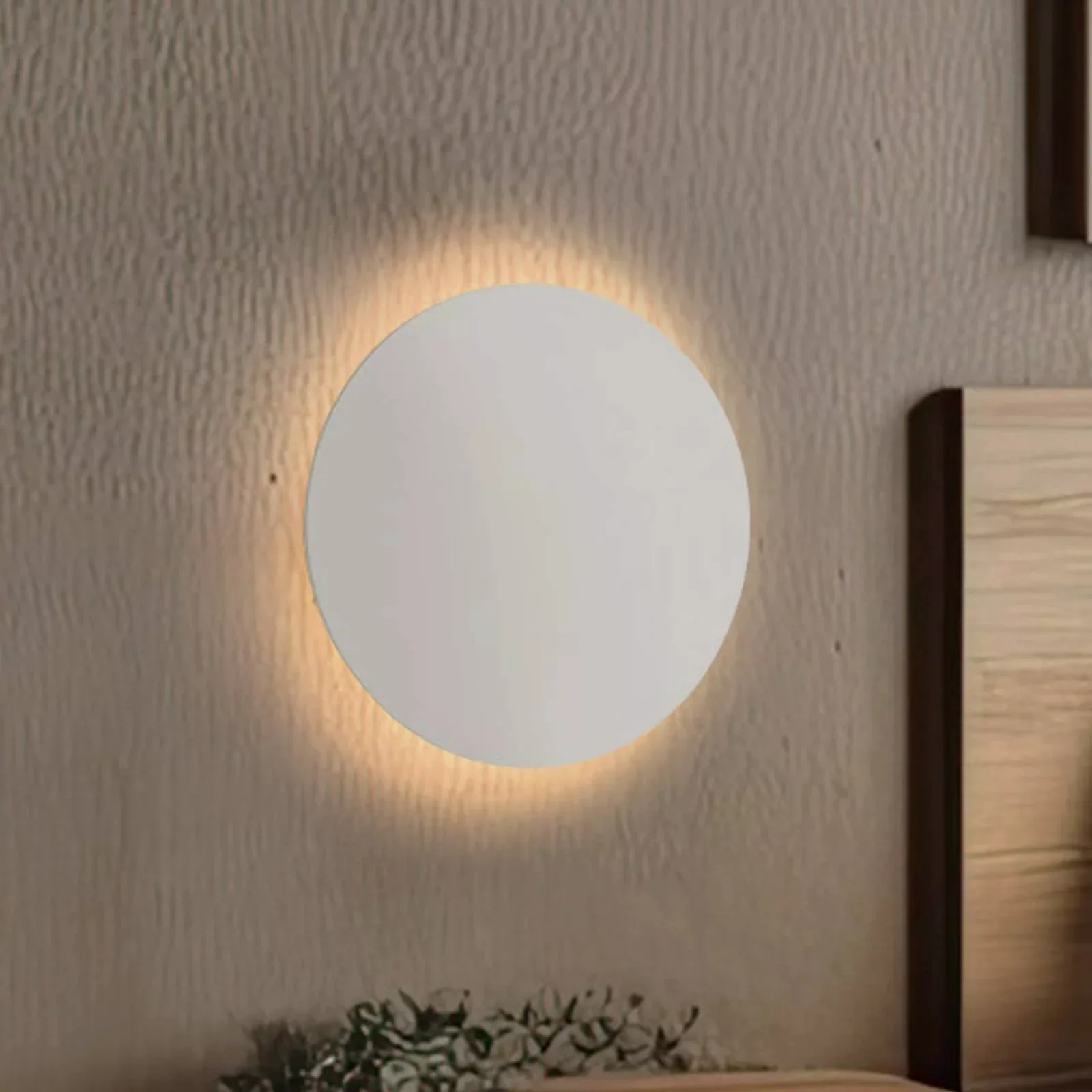 Wandleuchte Luna, beige, indirektes Licht, Ø 30 cm, Stahl günstig online kaufen