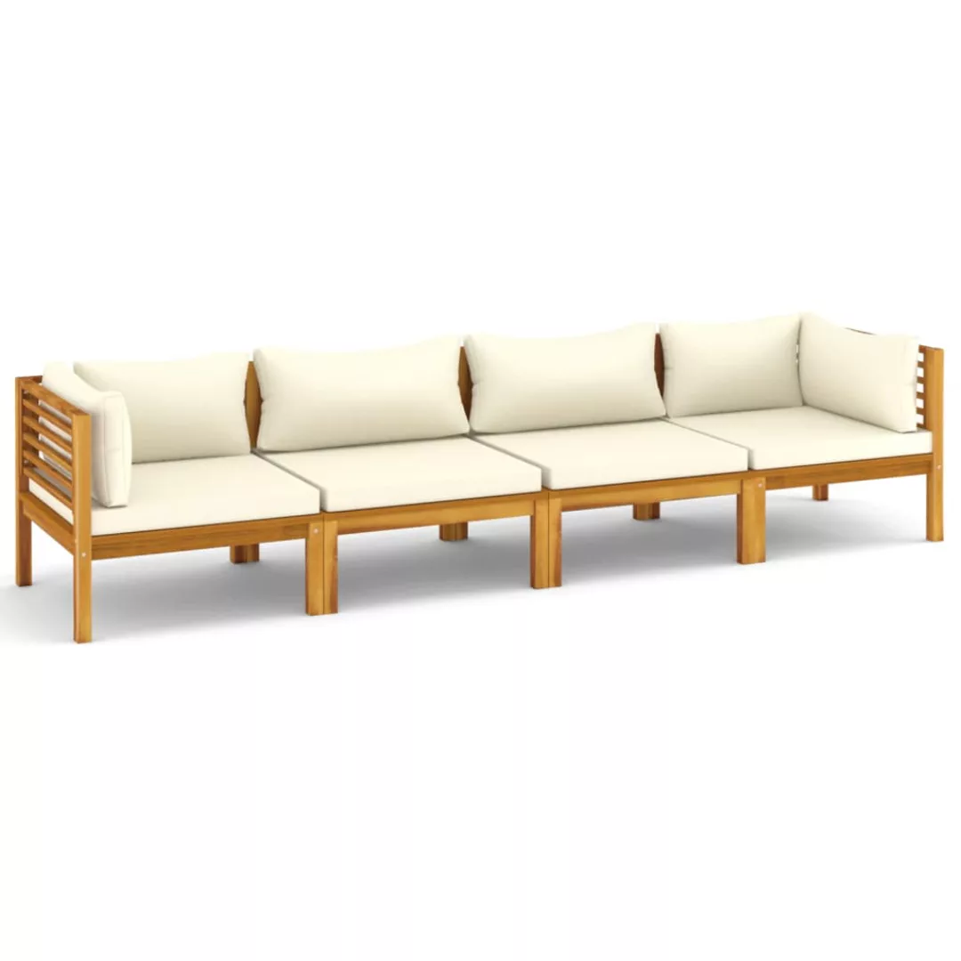 4-sitzer-gartensofa Mit Creme Kissen Massivholz Akazie günstig online kaufen