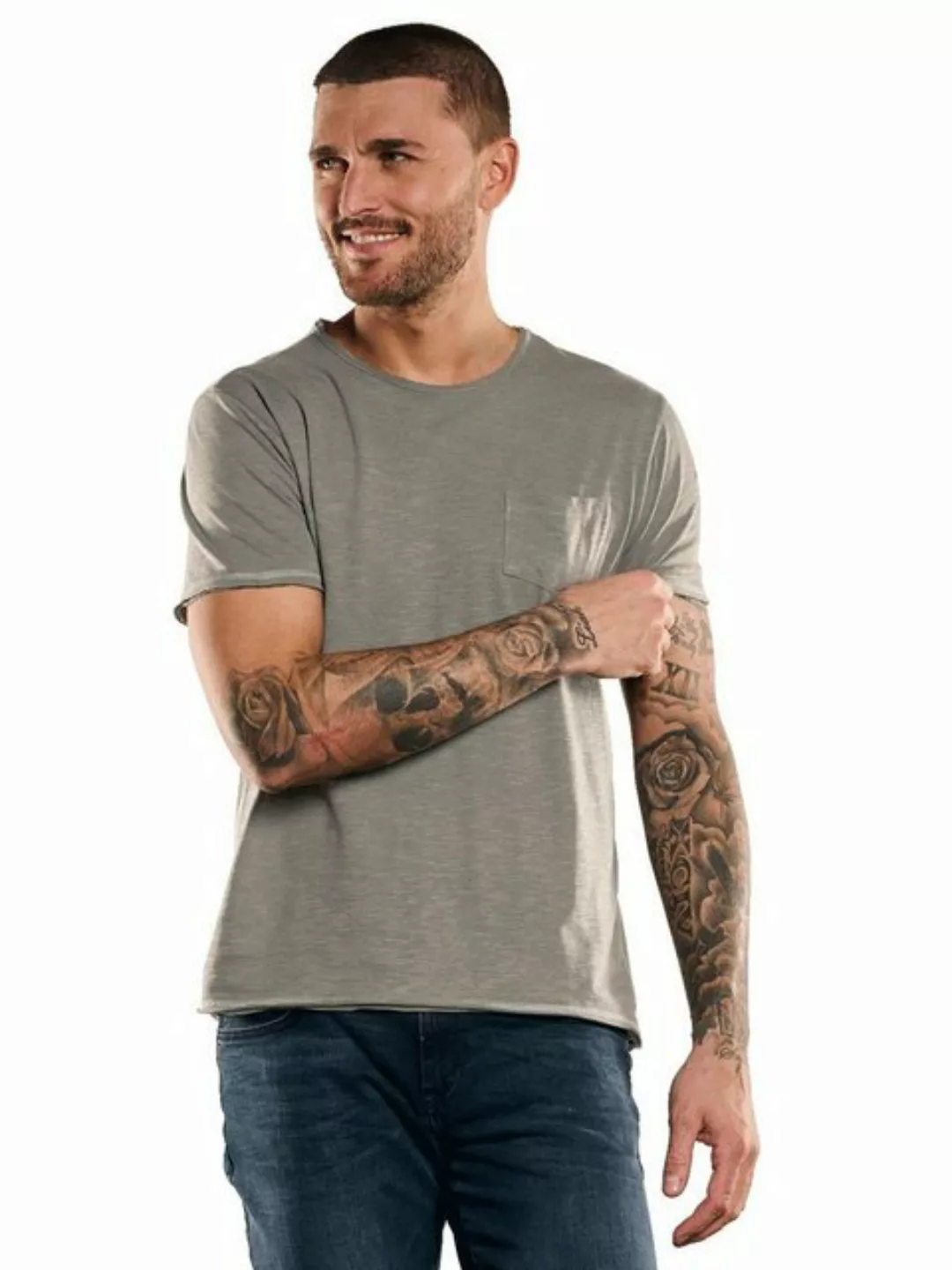 emilio adani T-Shirt Basic-Shirt aus Leinenmix günstig online kaufen