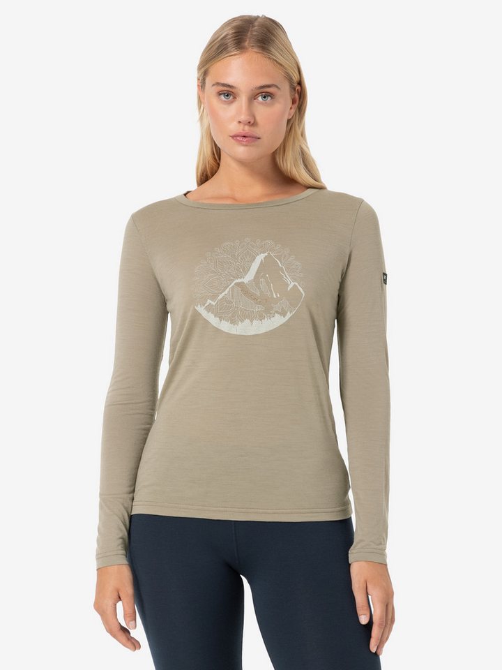 SUPER.NATURAL Langarmshirt für Damen, Merino MOUNTAIN MANDALA TREE Berg Mot günstig online kaufen