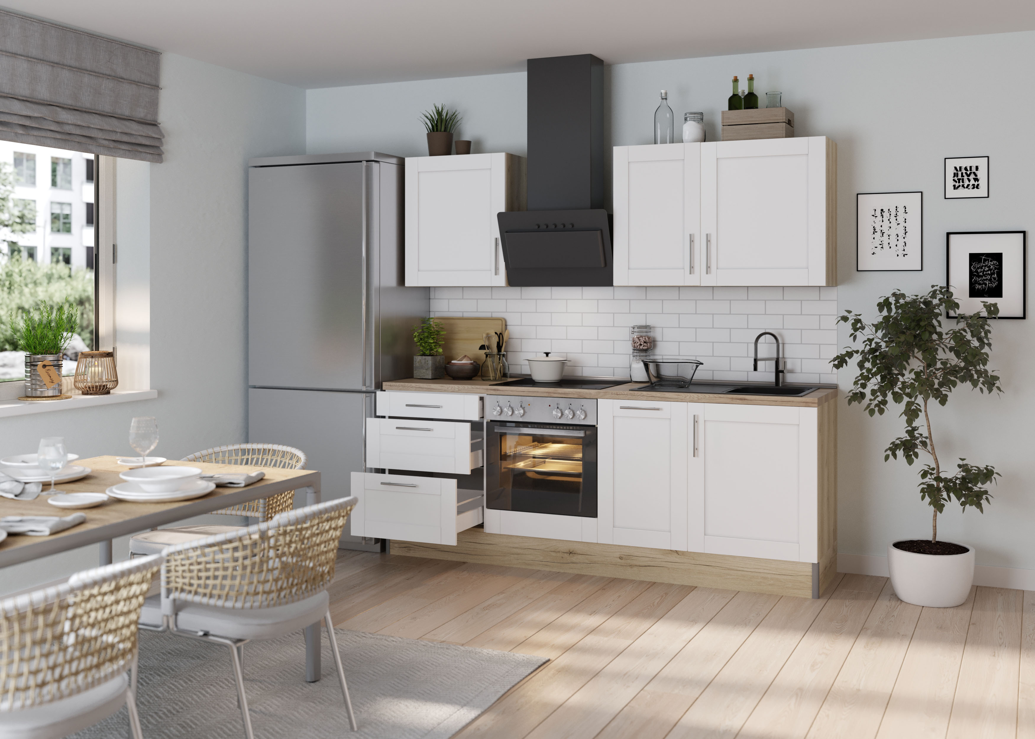KOCHSTATION Küche »KS-Ahus«, Breite 225 cm,wahlweise mit E-Geräten,MDF Fron günstig online kaufen