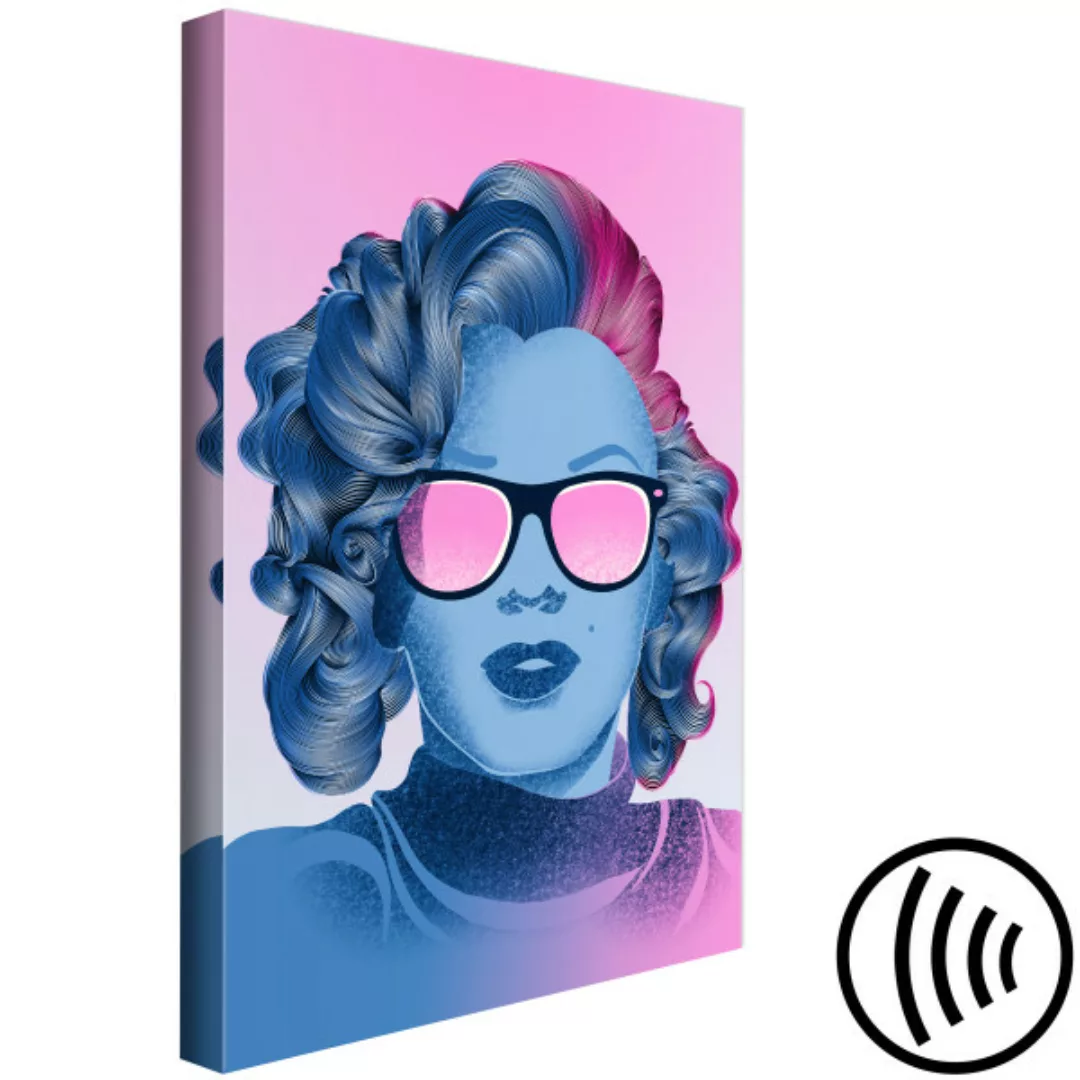 Leinwandbild Blaues Porträt von Marilyn Monroe - Norma Jeane auf rosa Hinte günstig online kaufen