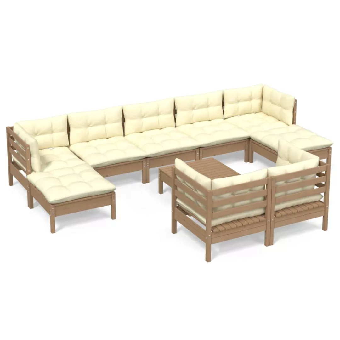 10-tlg. Garten-lounge-set Mit Kissen Honigbraun Kiefernholz günstig online kaufen