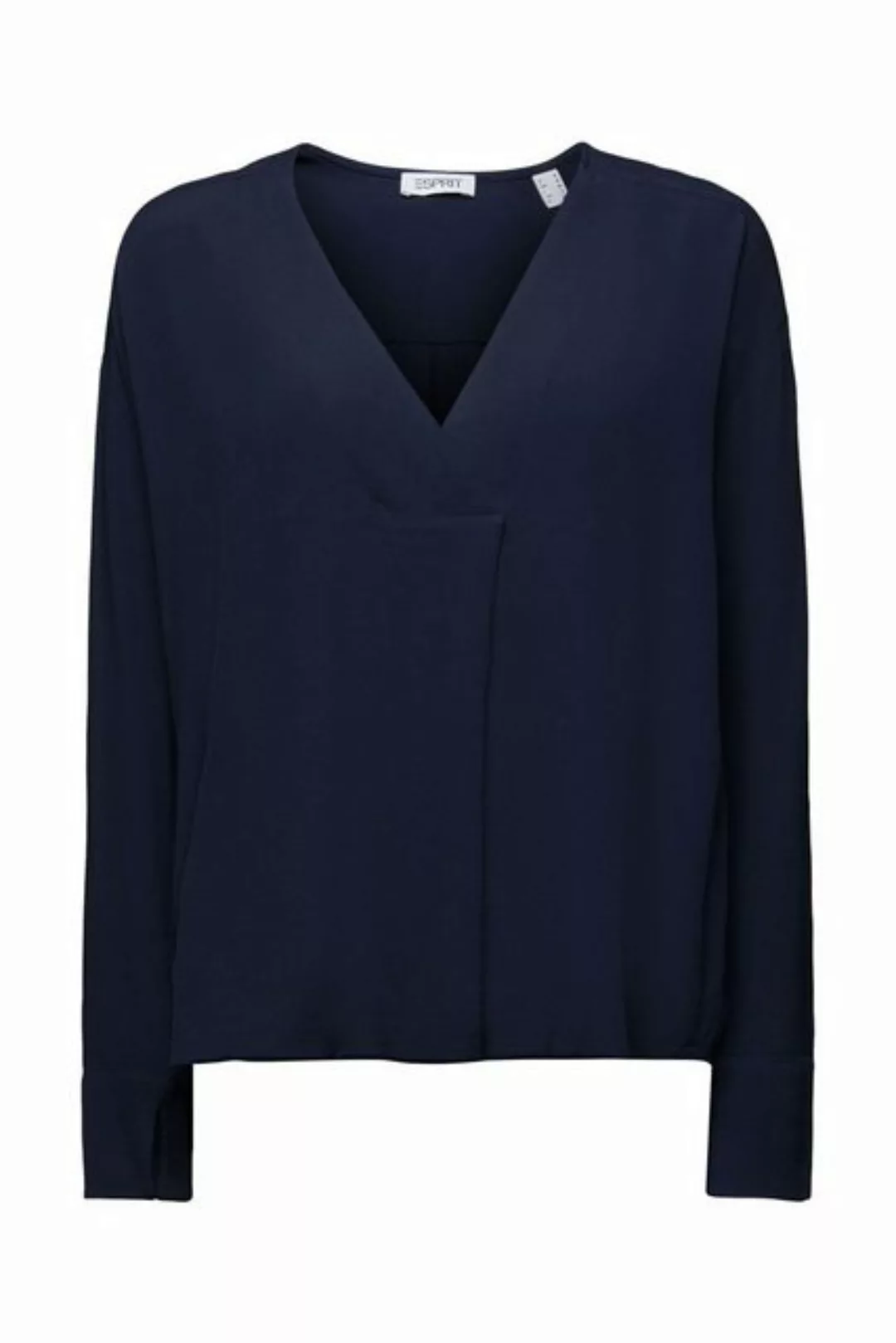 Esprit Langarmbluse Crêpe-Bluse mit V-Ausschnitt günstig online kaufen