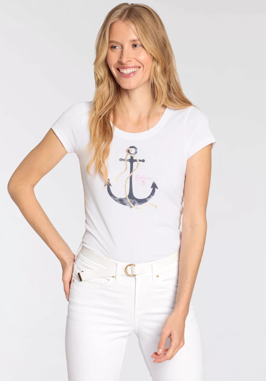 DELMAO Kurzarmshirt, mit maritimen Anker-Druck günstig online kaufen