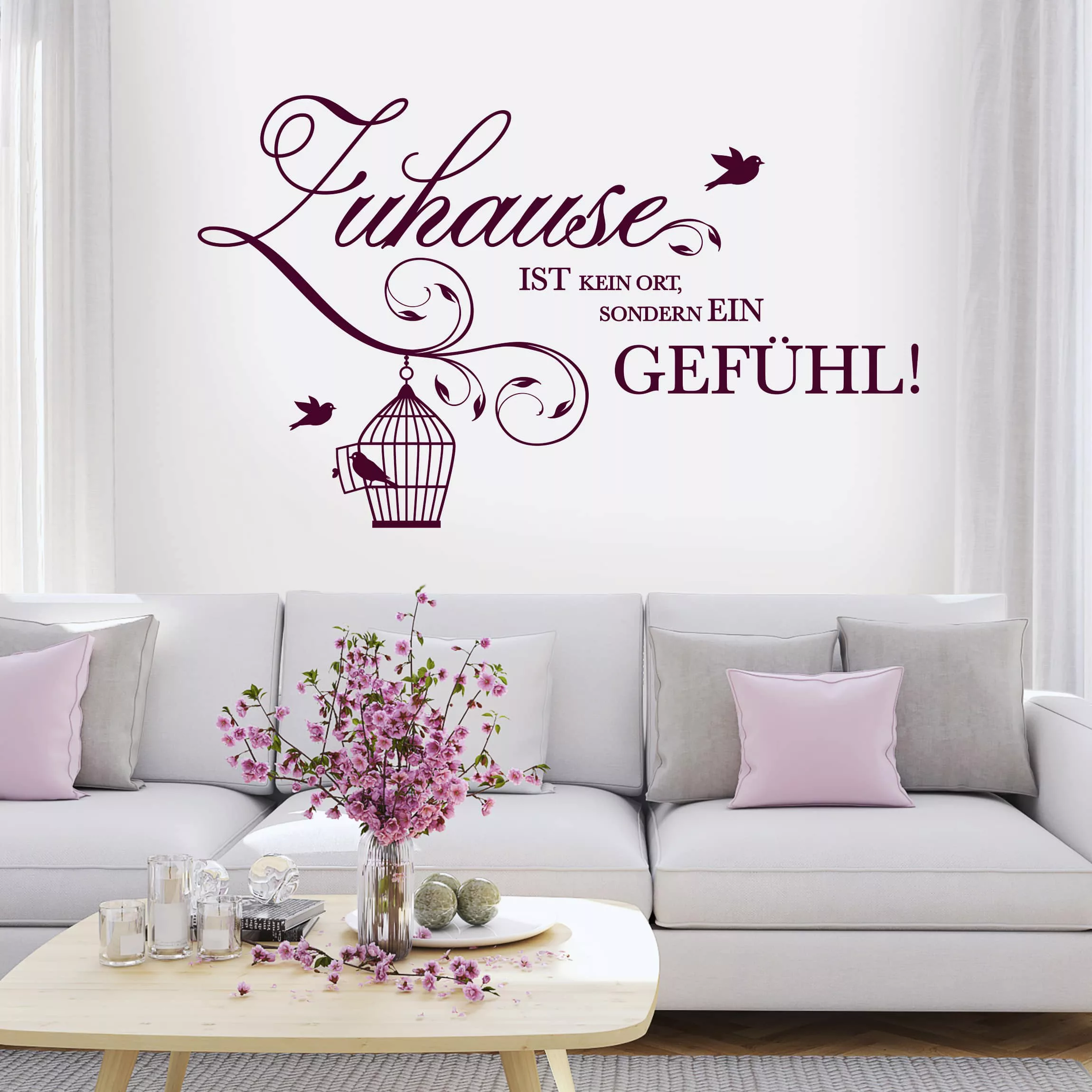 Wandtattoo Spruch Zuhause ist ein Gefühl günstig online kaufen