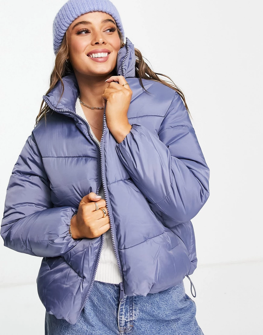 New Look – Kastige Steppjacke in Mittelblau günstig online kaufen