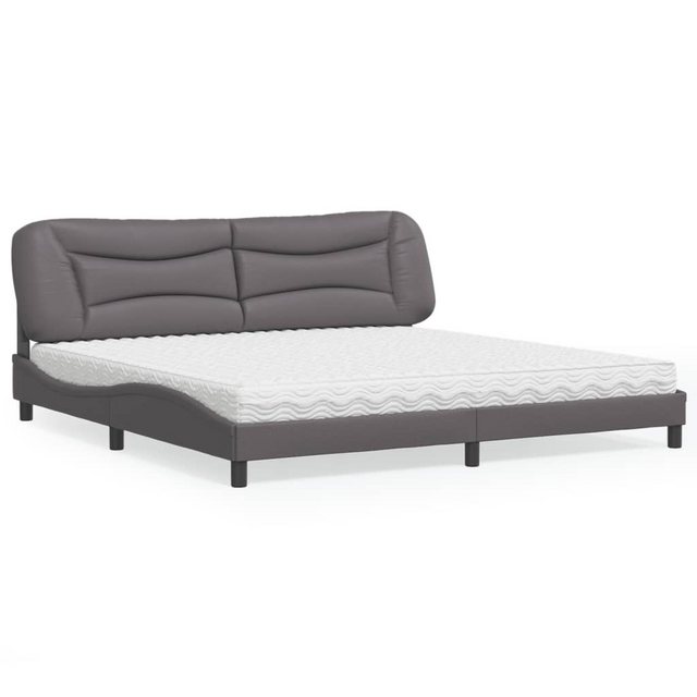 vidaXL Bett Bett mit Matratze Grau 200x200 cm Kunstleder günstig online kaufen