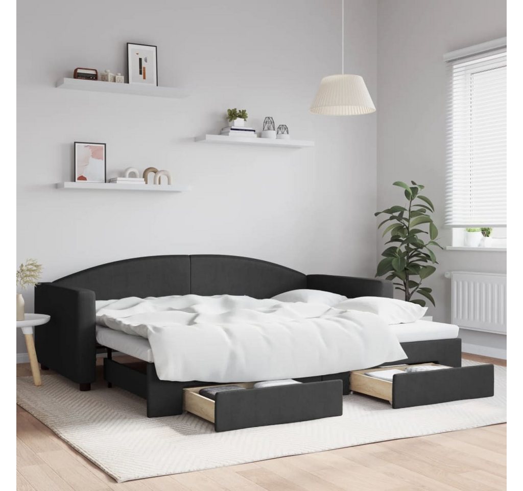 vidaXL Gästebett Gästebett Tagesbett Ausziehbar mit Schubladen Schwarz 90x2 günstig online kaufen