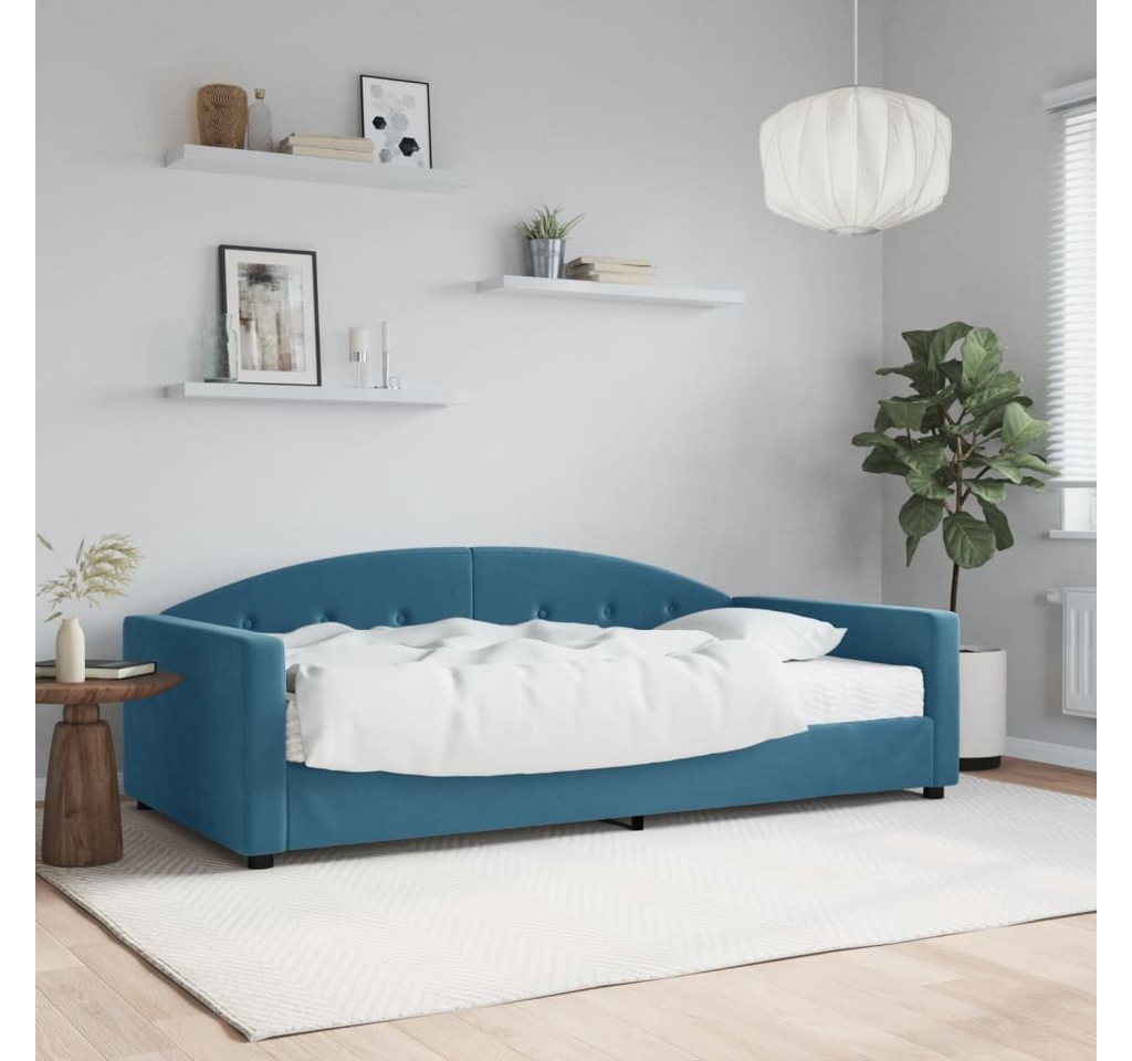 vidaXL Gästebett Gästebett Tagesbett mit Matratze Blau 100x200 cm Samt Bett günstig online kaufen