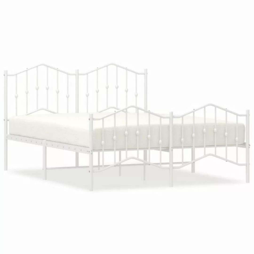 furnicato Bett Bettgestell mit Kopf- und Fußteil Metall Weiß 140x200 cm günstig online kaufen