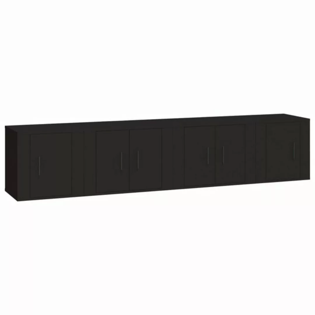 furnicato TV-Schrank 4-tlg. TV-Schrank-Set Schwarz Holzwerkstoff günstig online kaufen