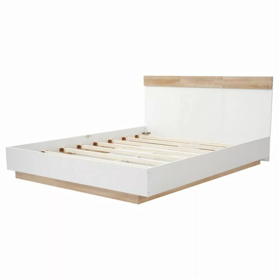 Welikera Holzbett Doppelbett,Holzbett Schwebebett,Flachbett mit Kopfteil,Be günstig online kaufen