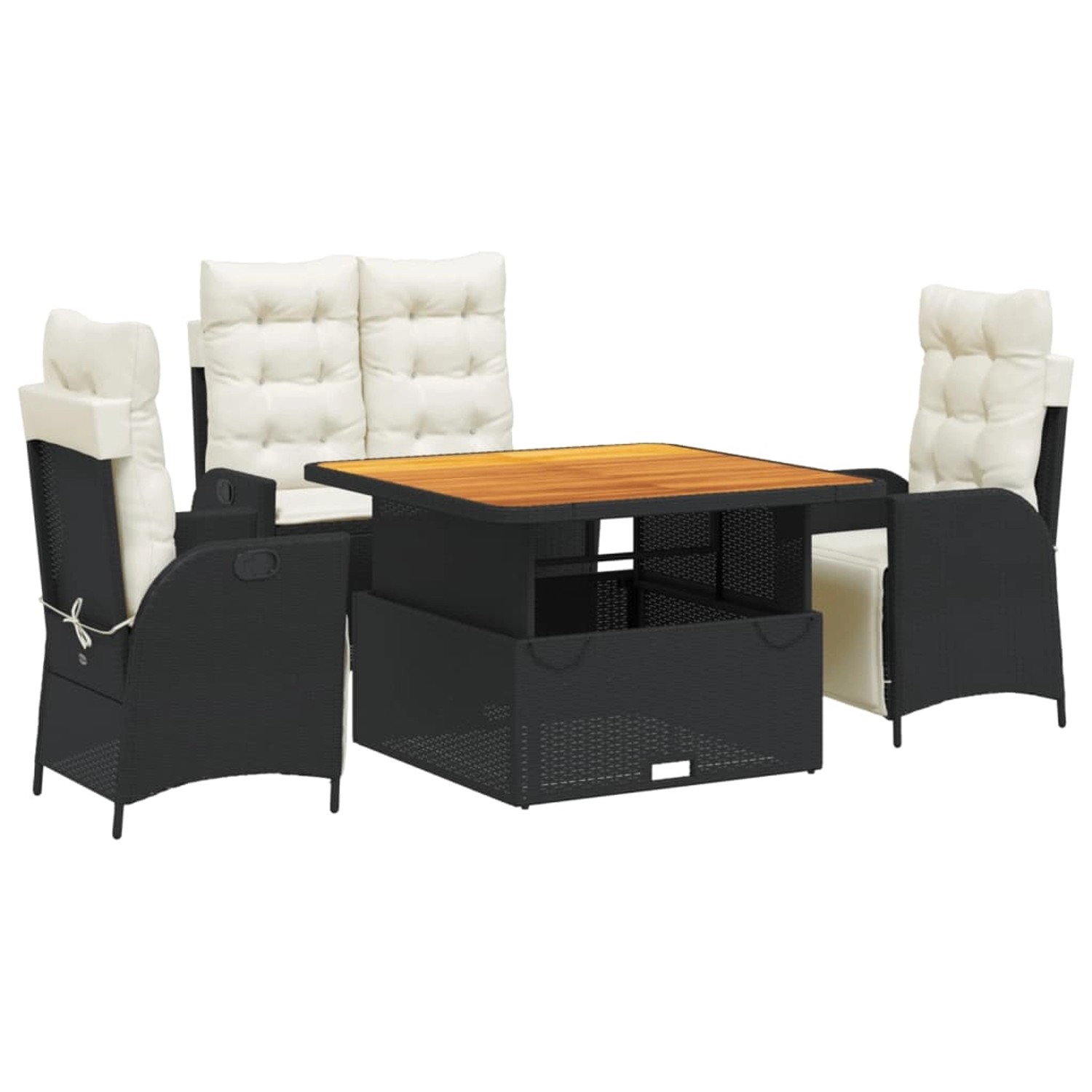 vidaXL 4-Tlg Garten-Essgruppe mit Kissen Schwarz Poly Rattan 3277441 günstig online kaufen