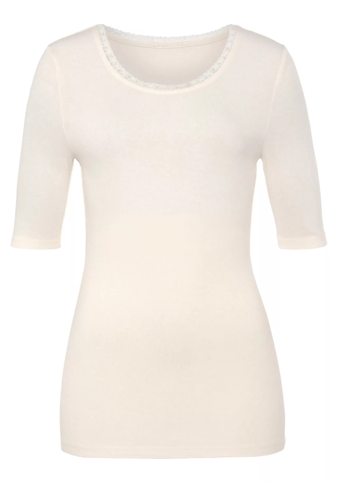 LASCANA T-Shirt (1-tlg) mit Spitze am Ausschnitt günstig online kaufen