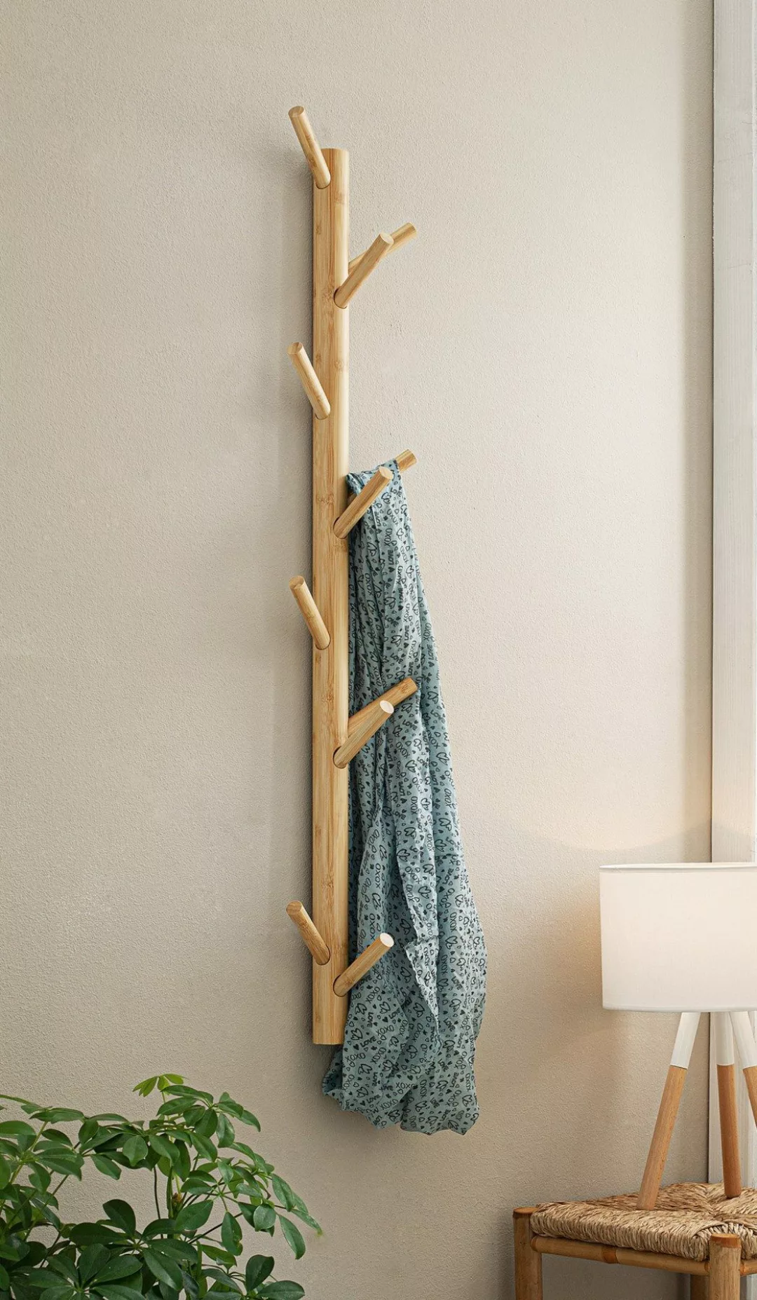 Dekoleidenschaft Wandgarderobe aus Bambus im Scandi-Style, günstig online kaufen