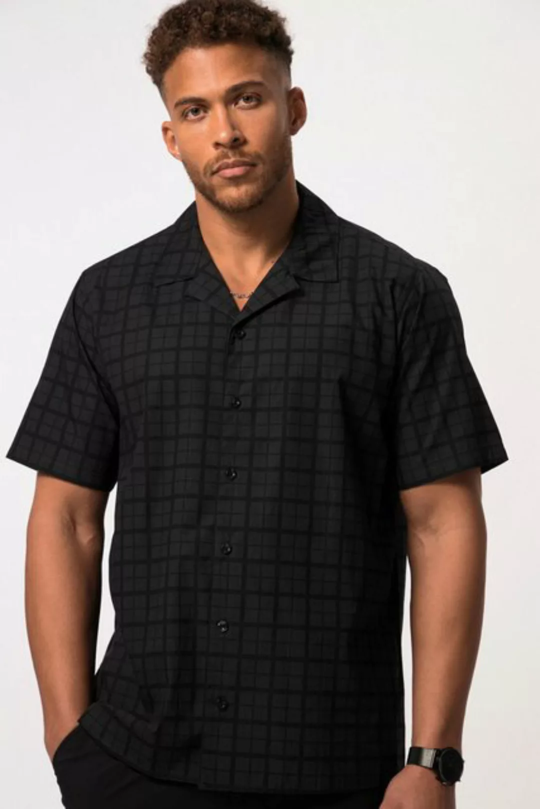 STHUGE Kurzarmhemd STHUGE Karohemd Halbarm Cuba Kragen kastiger Fit günstig online kaufen