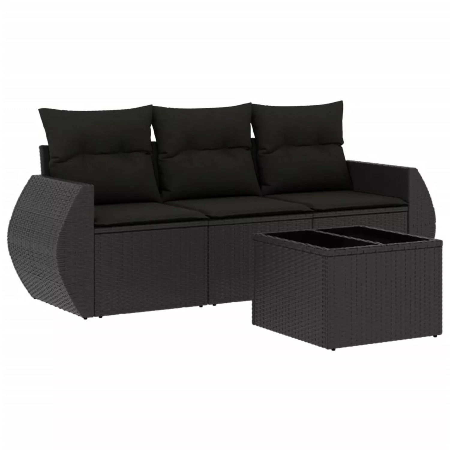 vidaXL 4-tlg Garten-Sofagarnitur mit Kissen Schwarz Poly Rattan Modell 33 günstig online kaufen