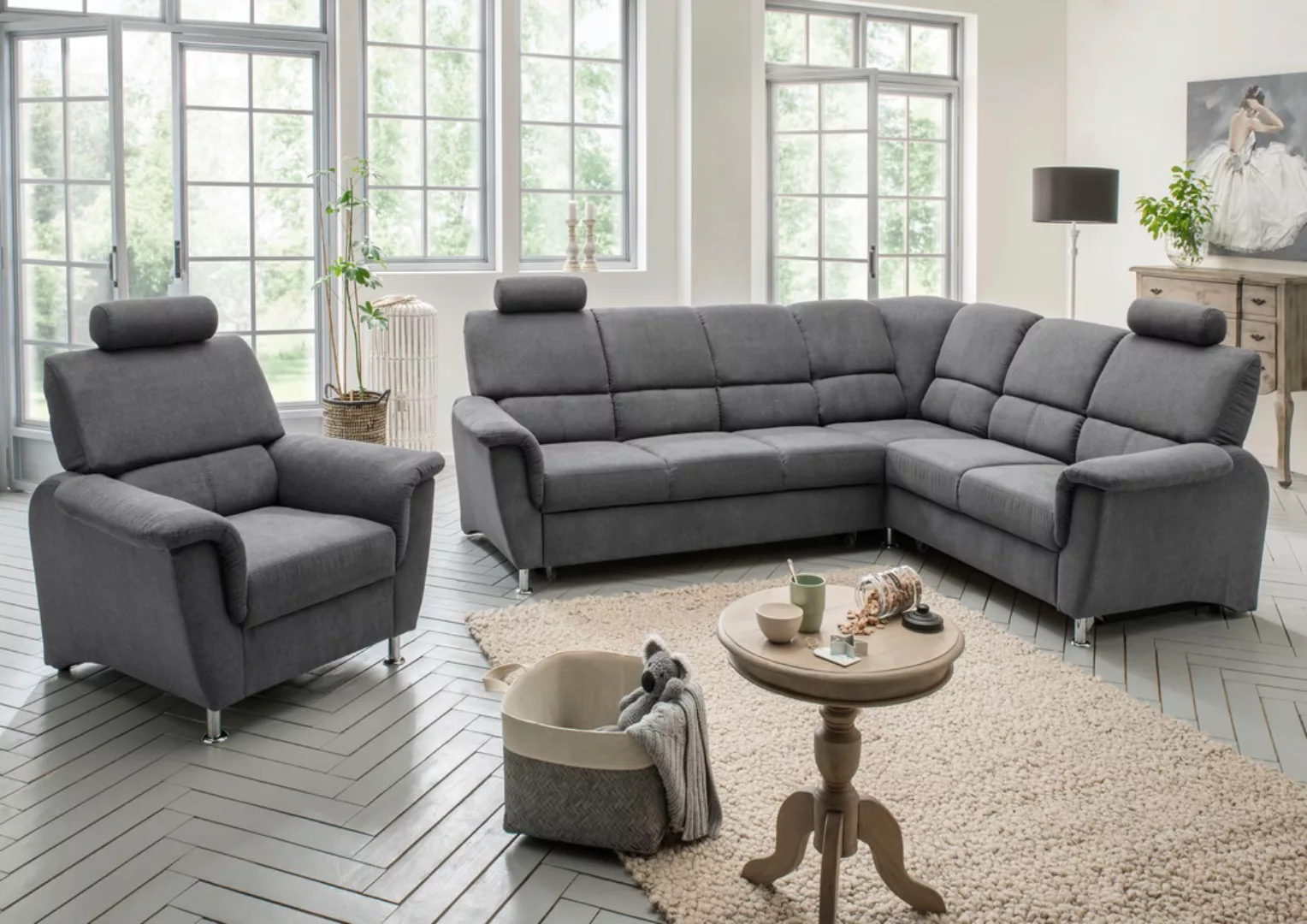 Home affaire Ecksofa "Pisa L-Form", mit Bettfunktion und Bettkasten günstig online kaufen