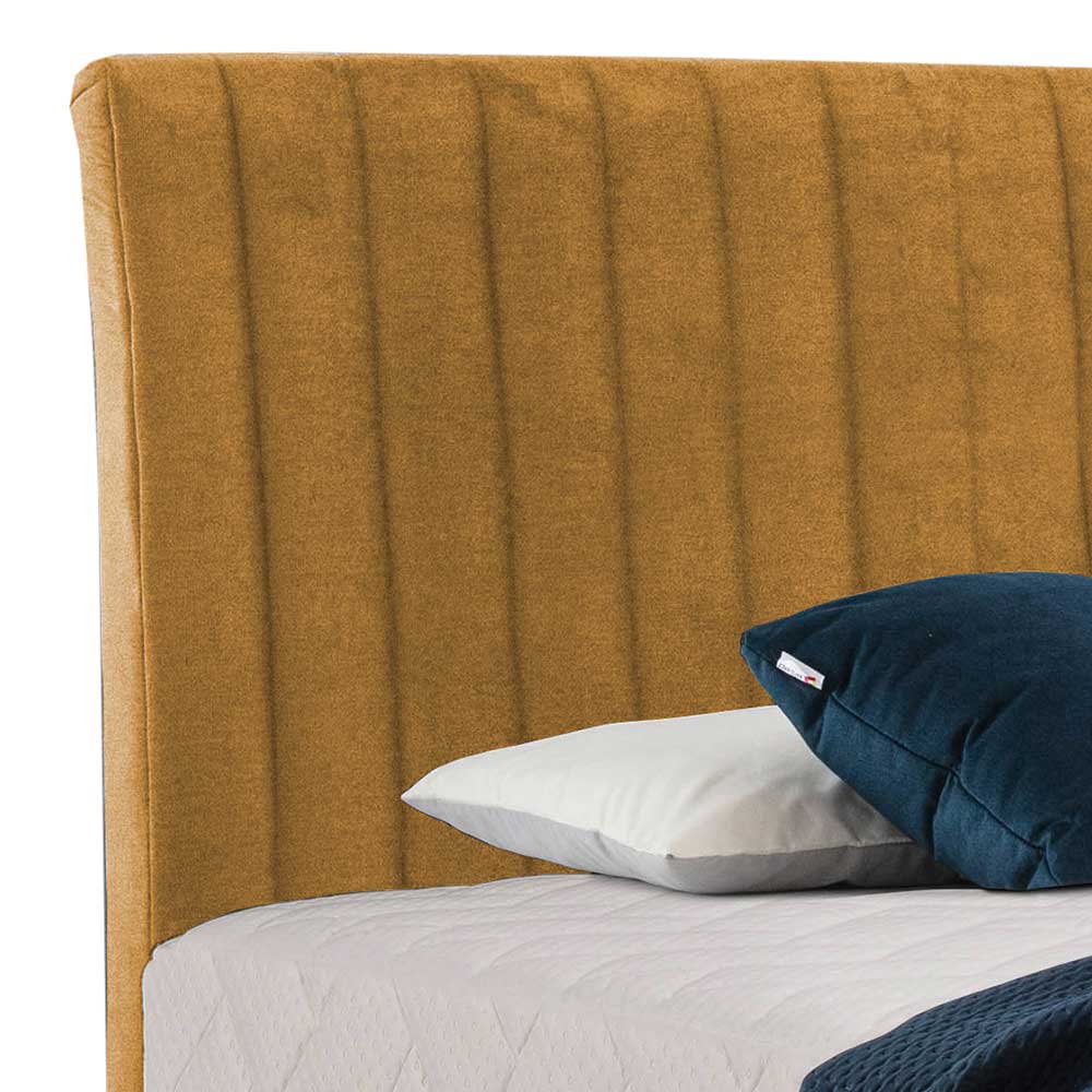 Bett Boxspringbett in Senfgelb aus Velours günstig online kaufen