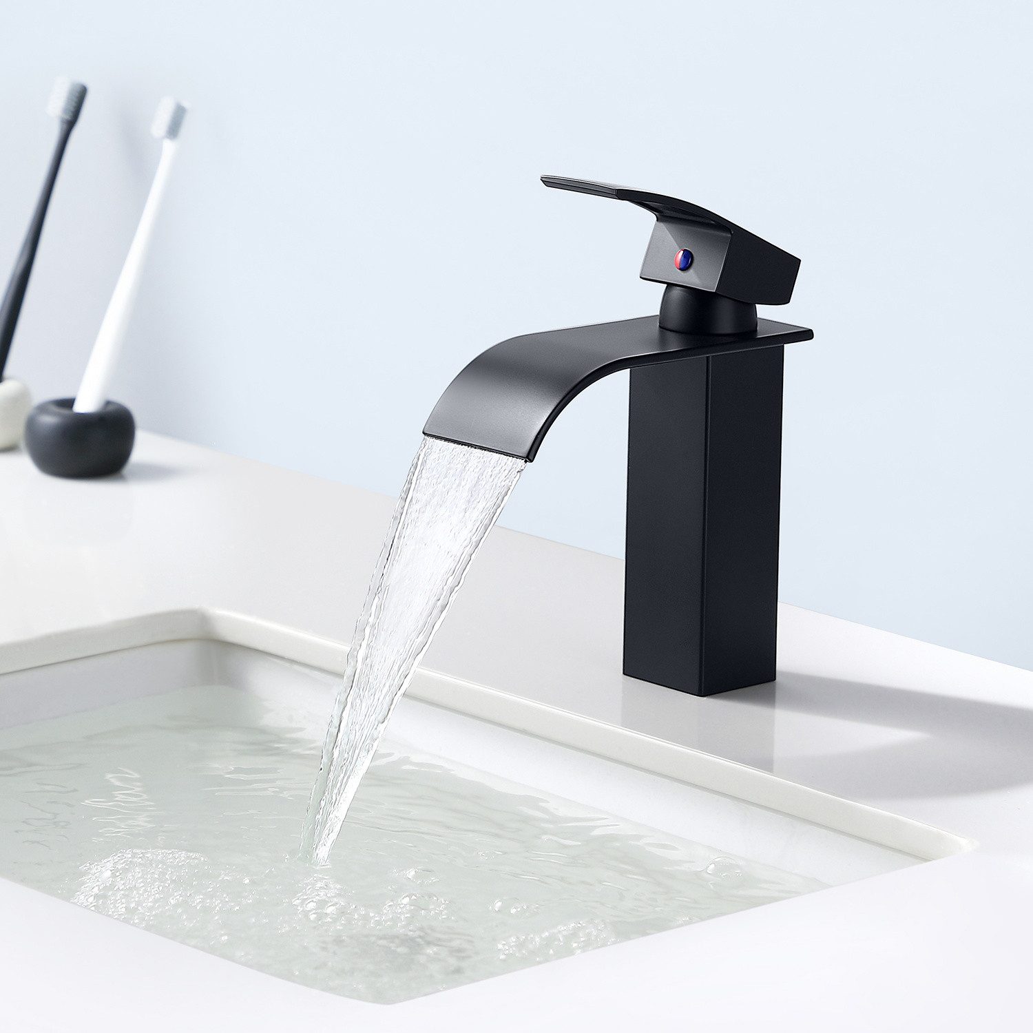 Auralum Max Waschtischarmatur Schwarz Wasserfall Wasserhahn günstig online kaufen