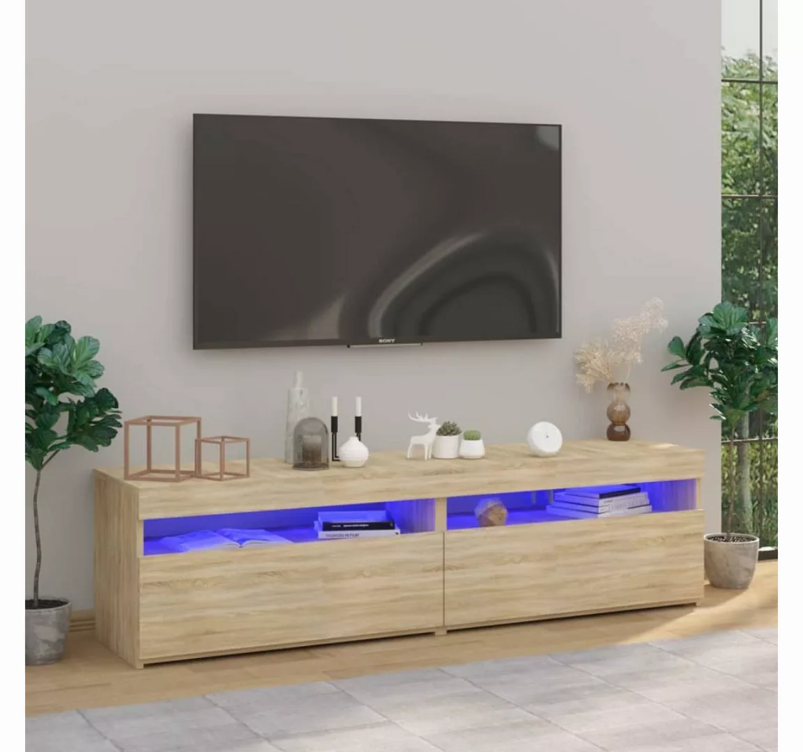 vidaXL TV-Schrank TV-Schränke 2 Stk mit LED Leuchten Sonoma Eiche 75x35x40 günstig online kaufen