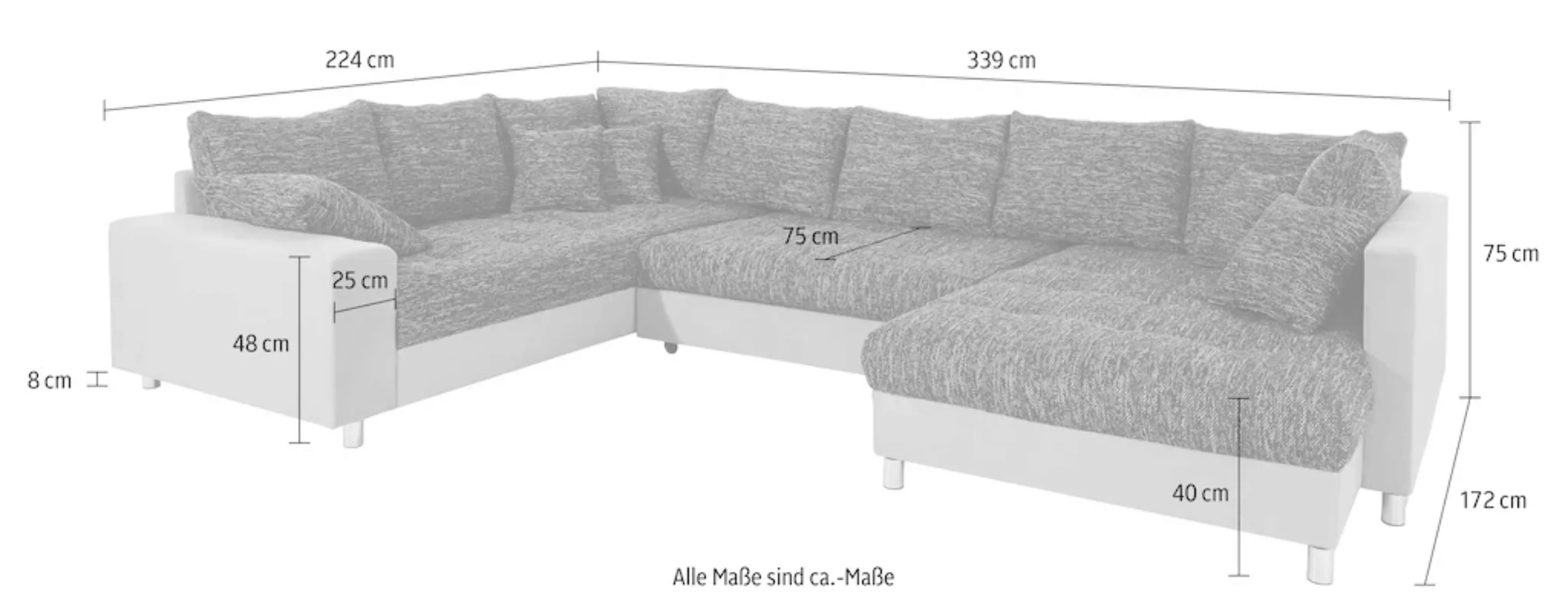 Mr. Couch Wohnlandschaft Tobi U-Form, wahlweise mit Kaltschaum (140kg Belas günstig online kaufen