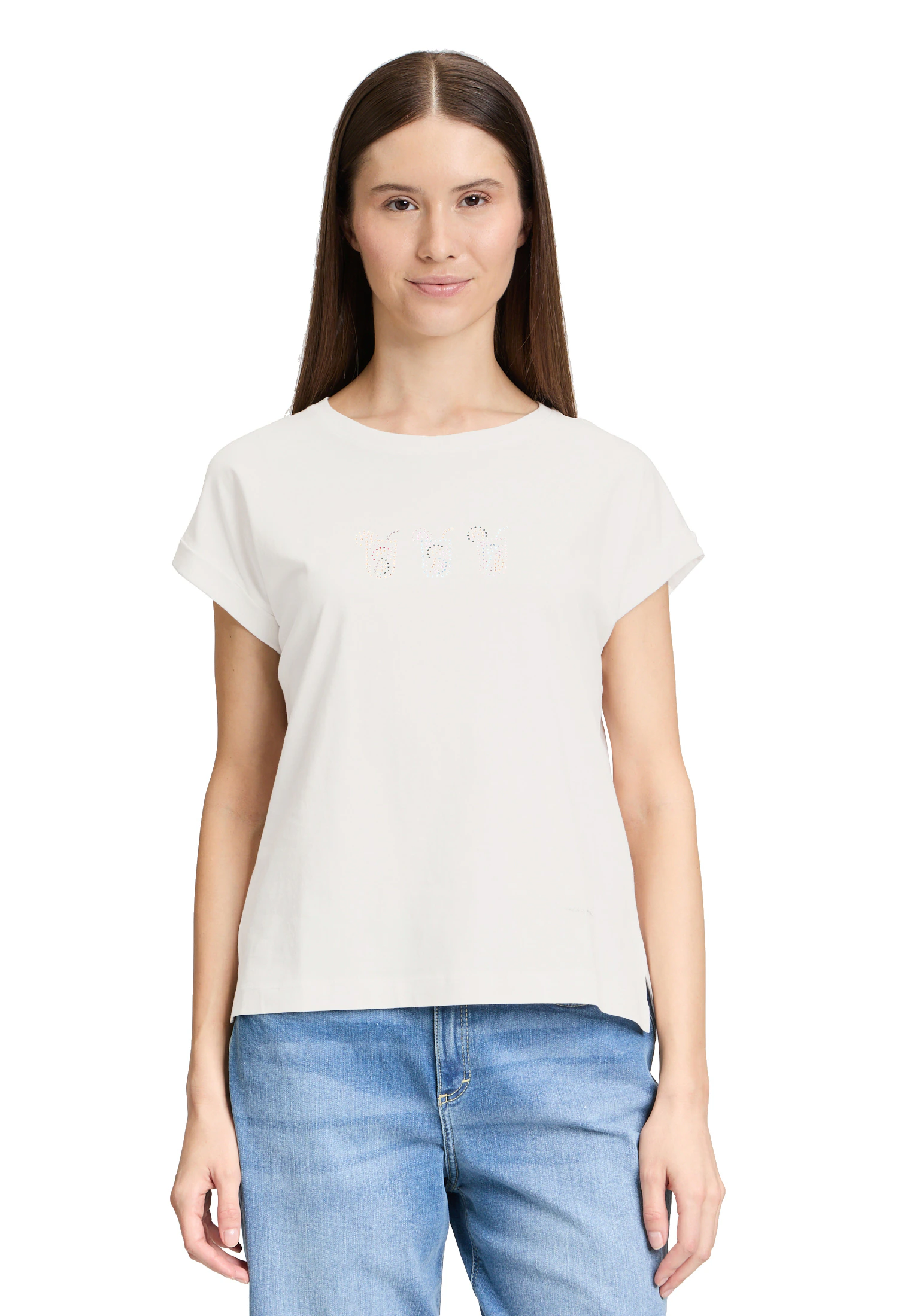 Cartoon Kurzarmshirt "Cartoon Damen Printshirt mit Ärmelaufschlag", (1 tlg. günstig online kaufen