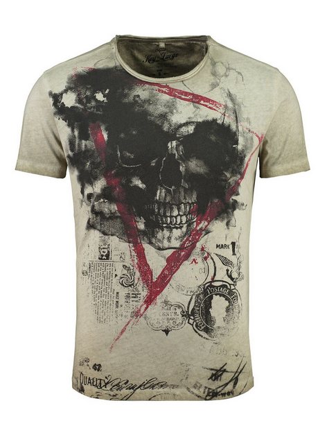 Key Largo T-Shirt Hype Skull Print vintage Look MT00340 Rundhals-Auschnitt günstig online kaufen