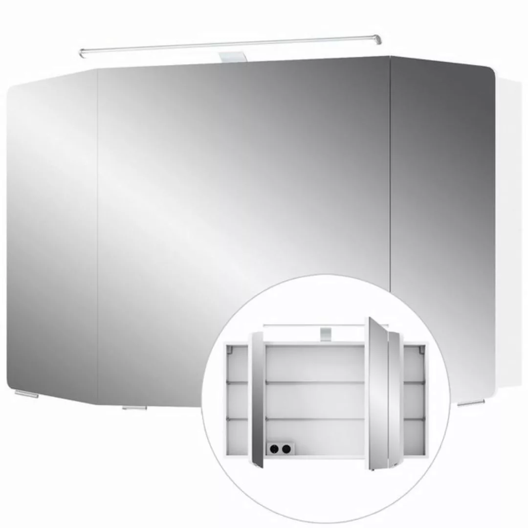 Lomadox Spiegelschrank CERVIA-66 Badezimmer 100cm in weiß mit LED-Beleuchtu günstig online kaufen